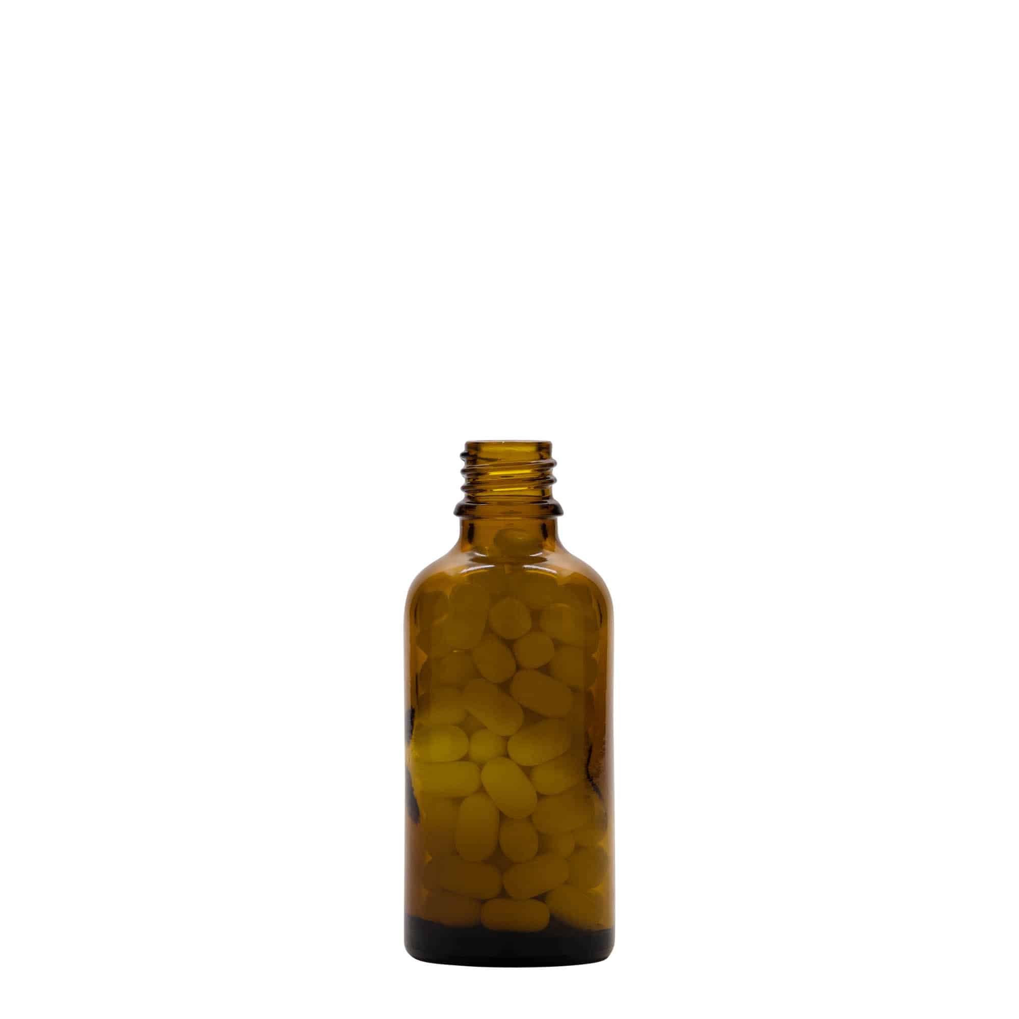 Frasco de medicamentos de 50 ml, vidrio, marrón, boca: DIN 18