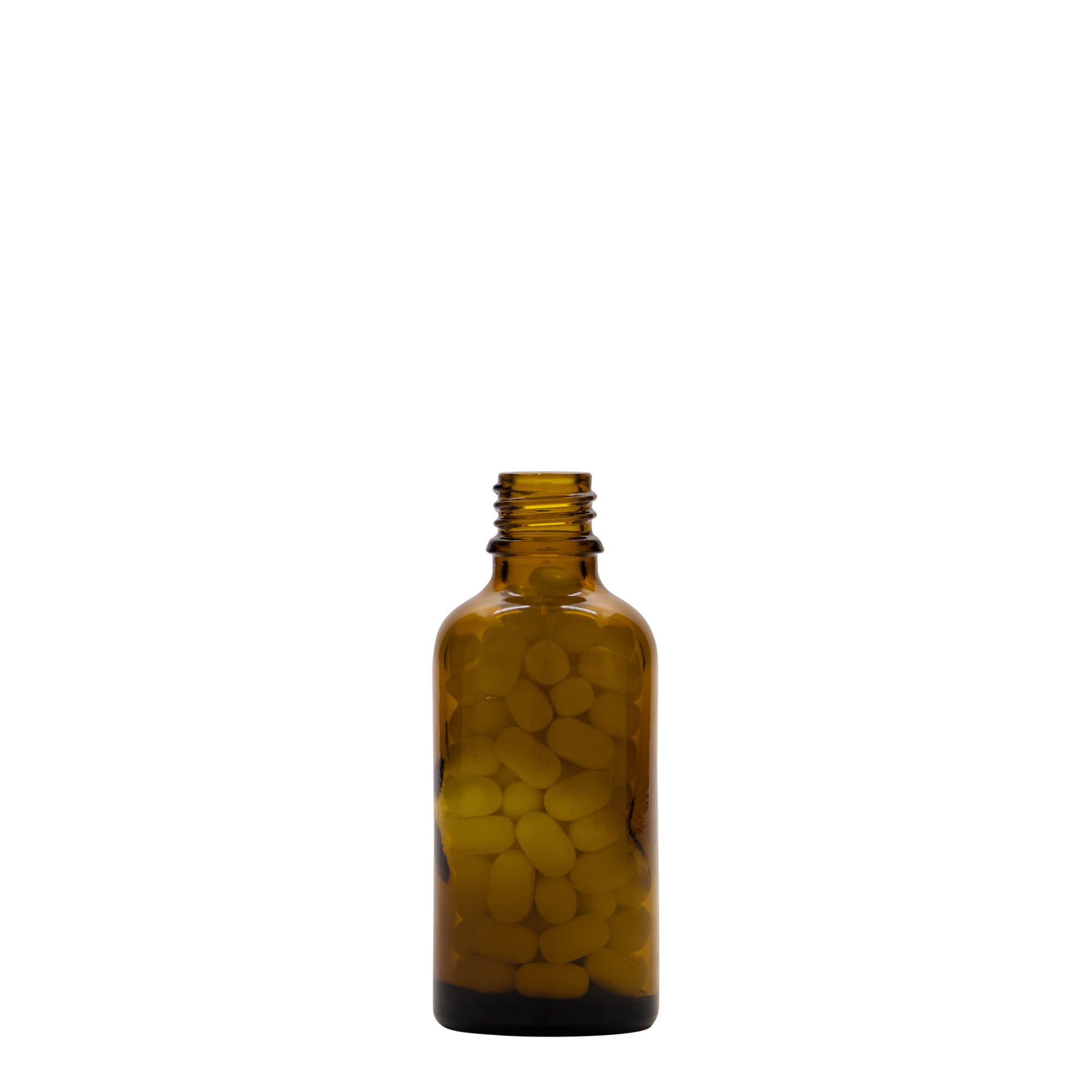 Frasco de medicina de 50 ml, vidrio, marrón, boca: DIN 18