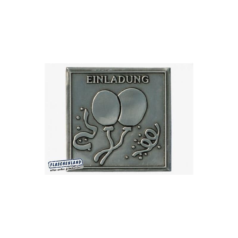 Etiqueta de estaño 'Invitación', cuadrada, metal, plateado