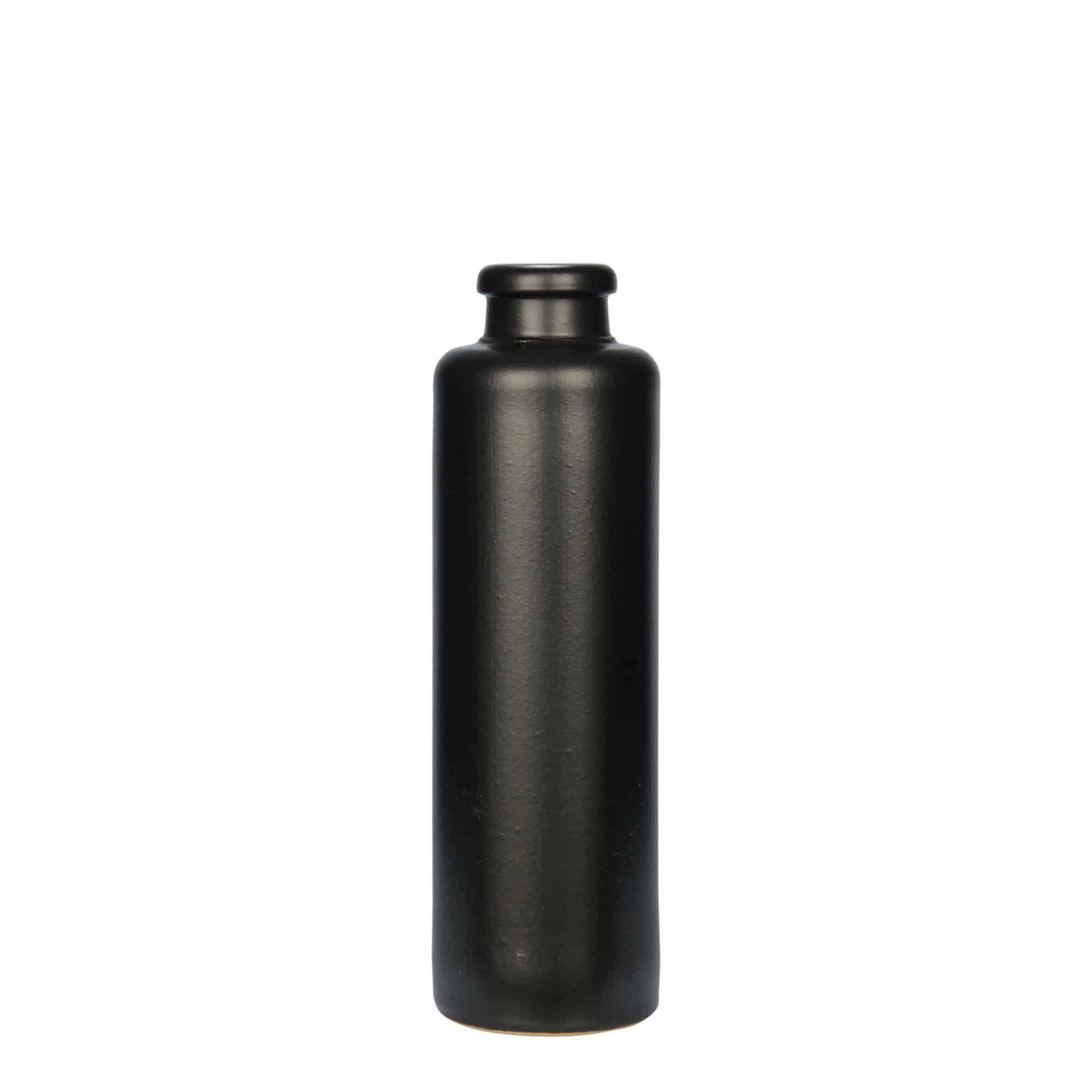 Jarra de barro de 200 ml, gres, negro, boca: corcho Jarra de barro de 200 ml, gres, negro, boca: corcho