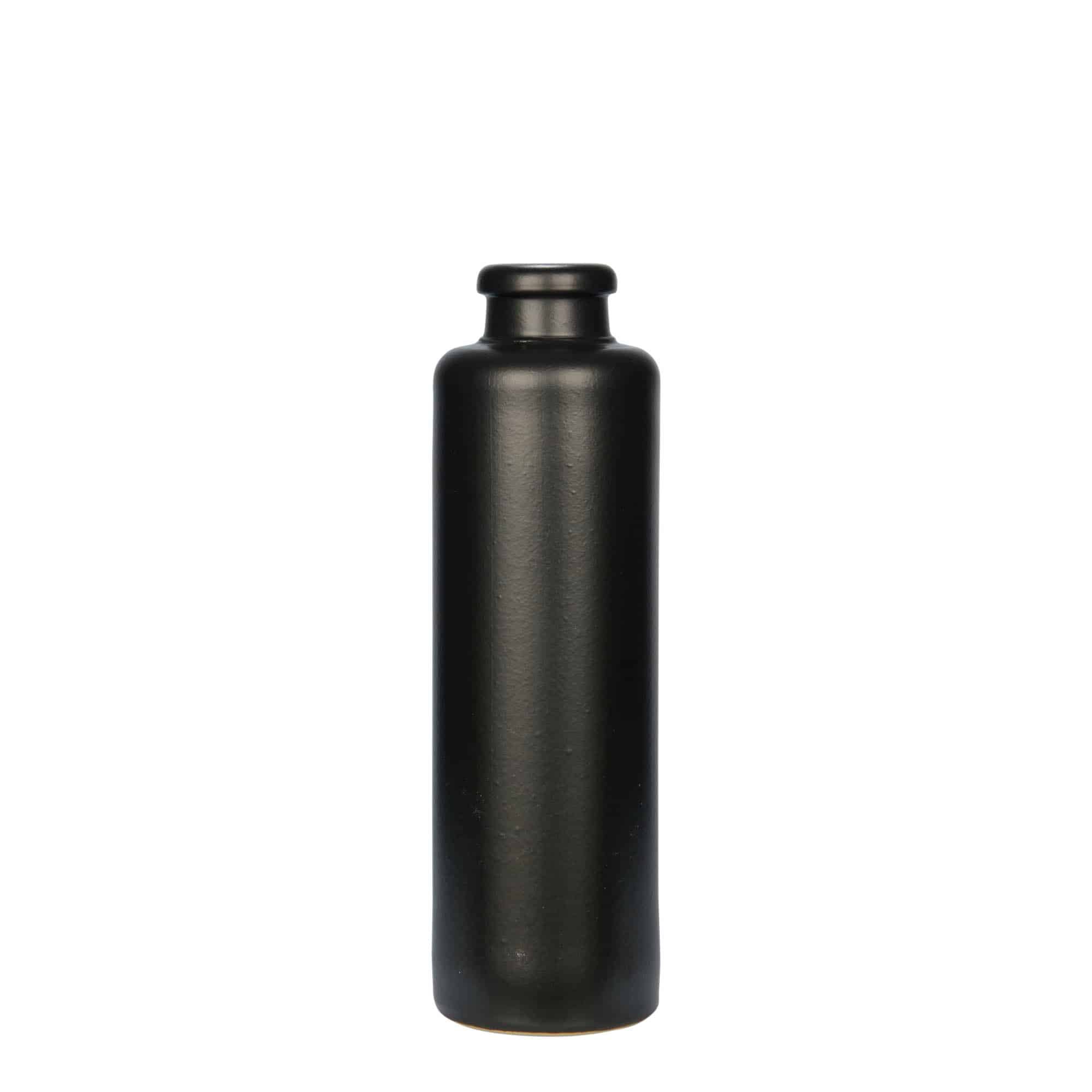 Jarra de barro de 200 ml, gres, negra, boca: corcho