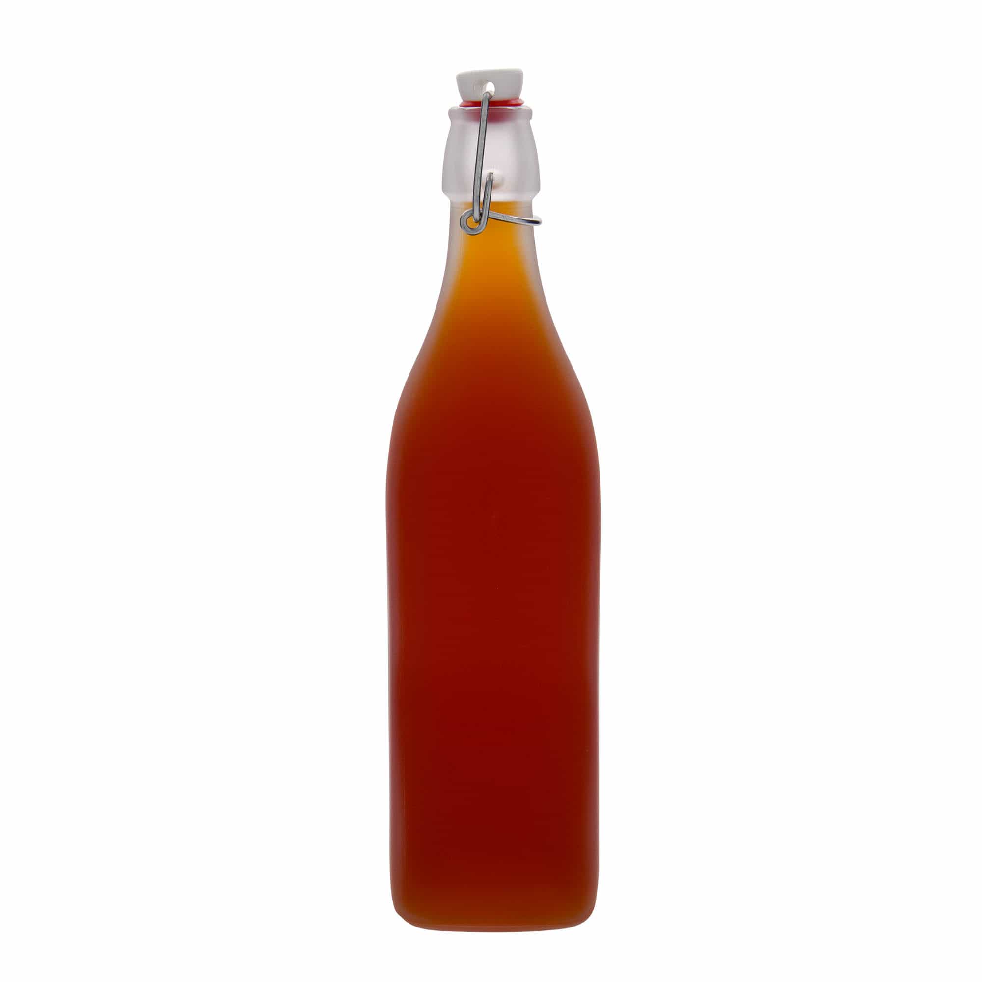Botella de vidrio de 1.000 ml 'Swing, cuadrada, esmerilada, boca: cierre de palanca'