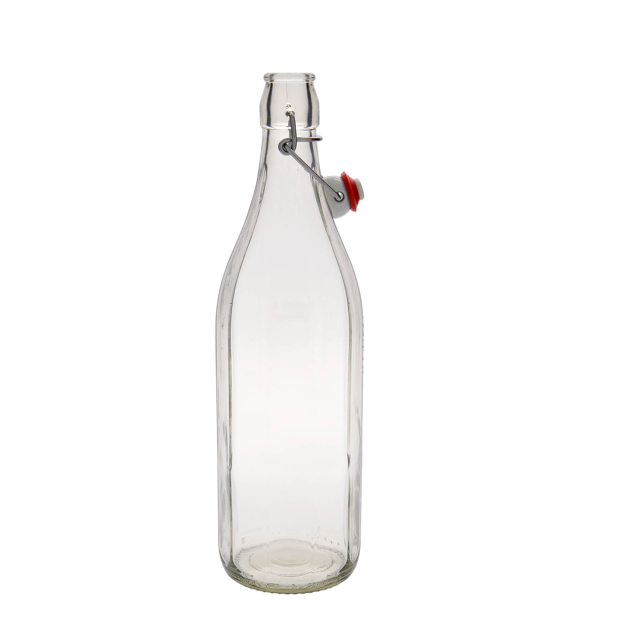 Botella de vidrio de 1.000 ml 'Bravo' #, de diez lados, boca: cierre de palanca Botella de vidrio de 1.000 ml 'Bravo' #, de diez lados, boca: cierre de palanca