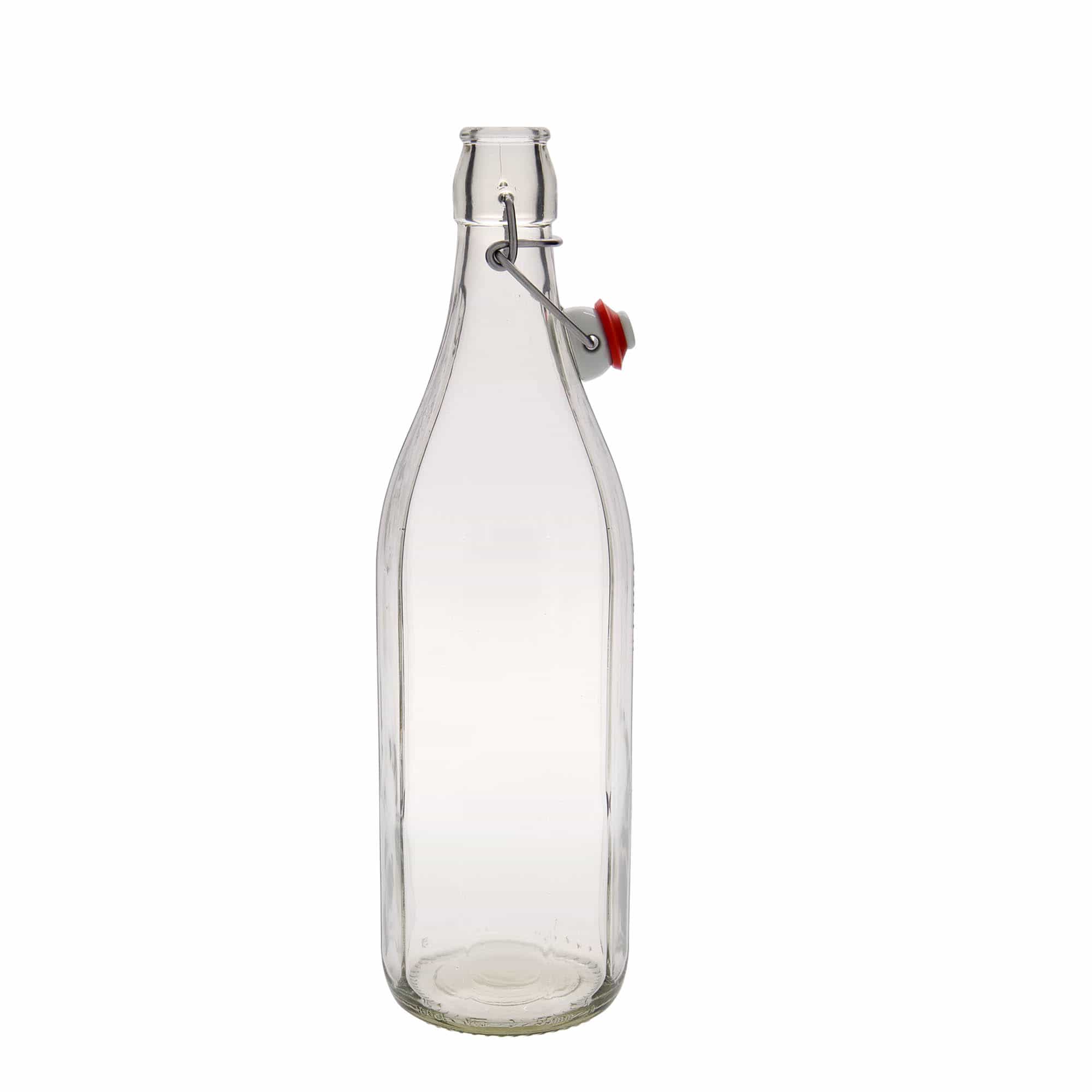 Botella de vidrio de 1.000 ml 'Bravo' #, de diez lados, boca: cierre de palanca