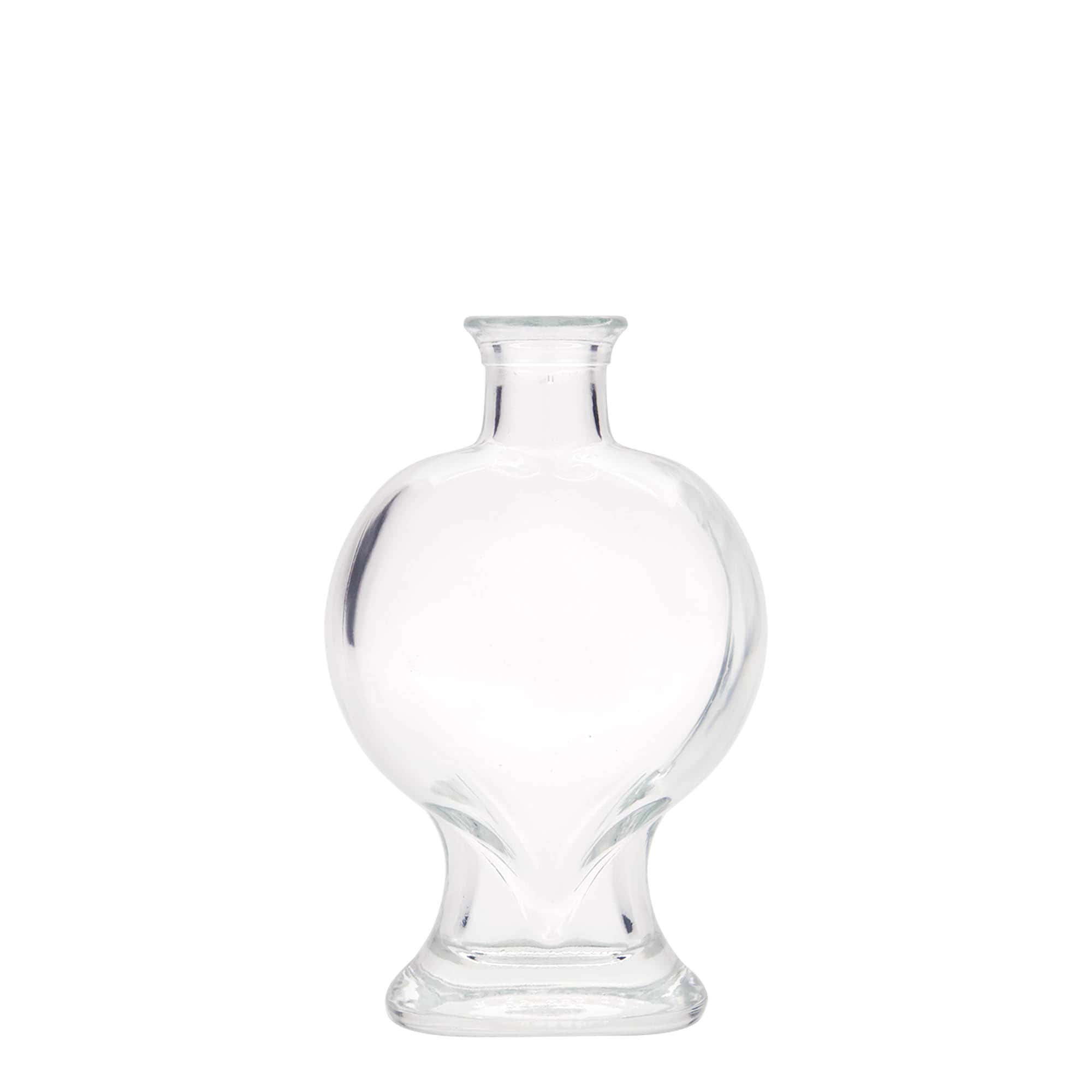 Botella de cristal de 200 ml 'Corazón', boca: corcho