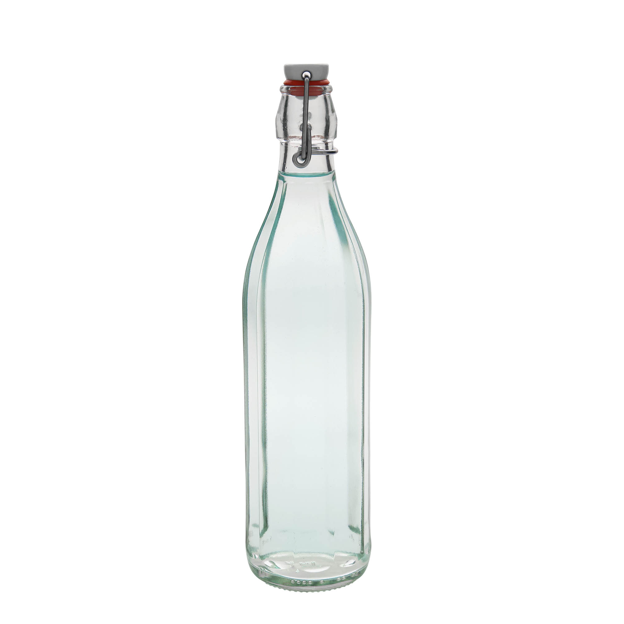 Botella de vidrio de 750 ml 'Bravo', de diez lados, boca: cierre de palanca Botella de vidrio de 750 ml 'Bravo', de diez lados, boca: cierre de palanca