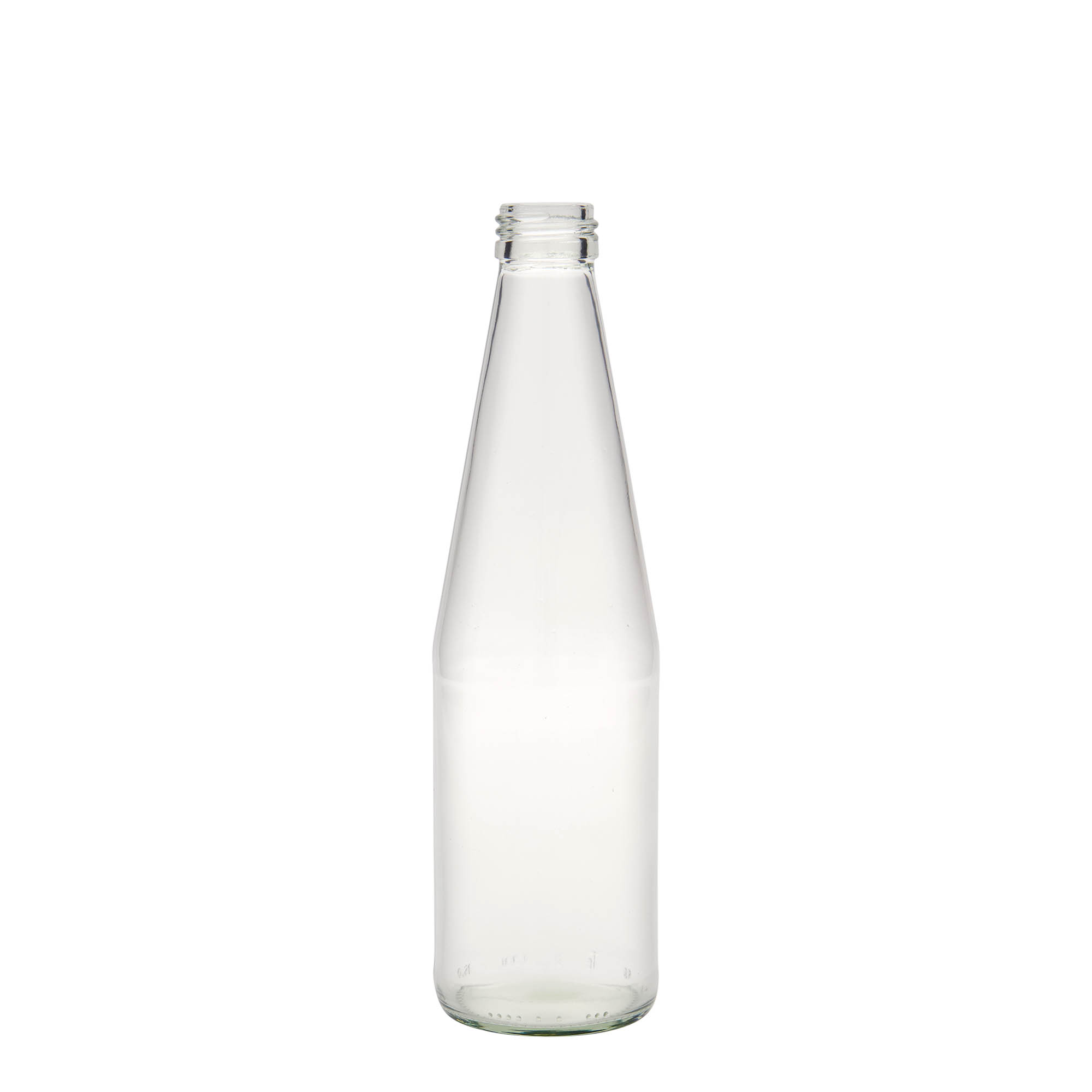 Botella universal de 330 ml en forma de zanahoria, vidrio, boca: PP 28 Botella universal de 330 ml en forma de zanahoria, vidrio, boca: PP 28