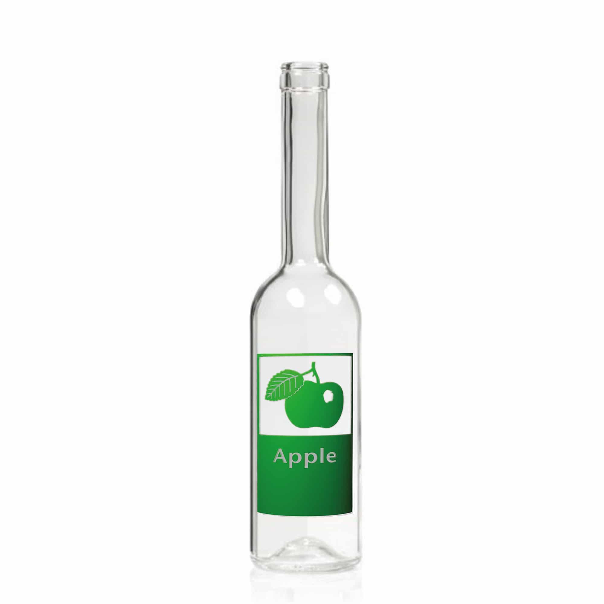 Botella de vidrio de 500 ml 'Opera', motivo: manzana, boca: corcho