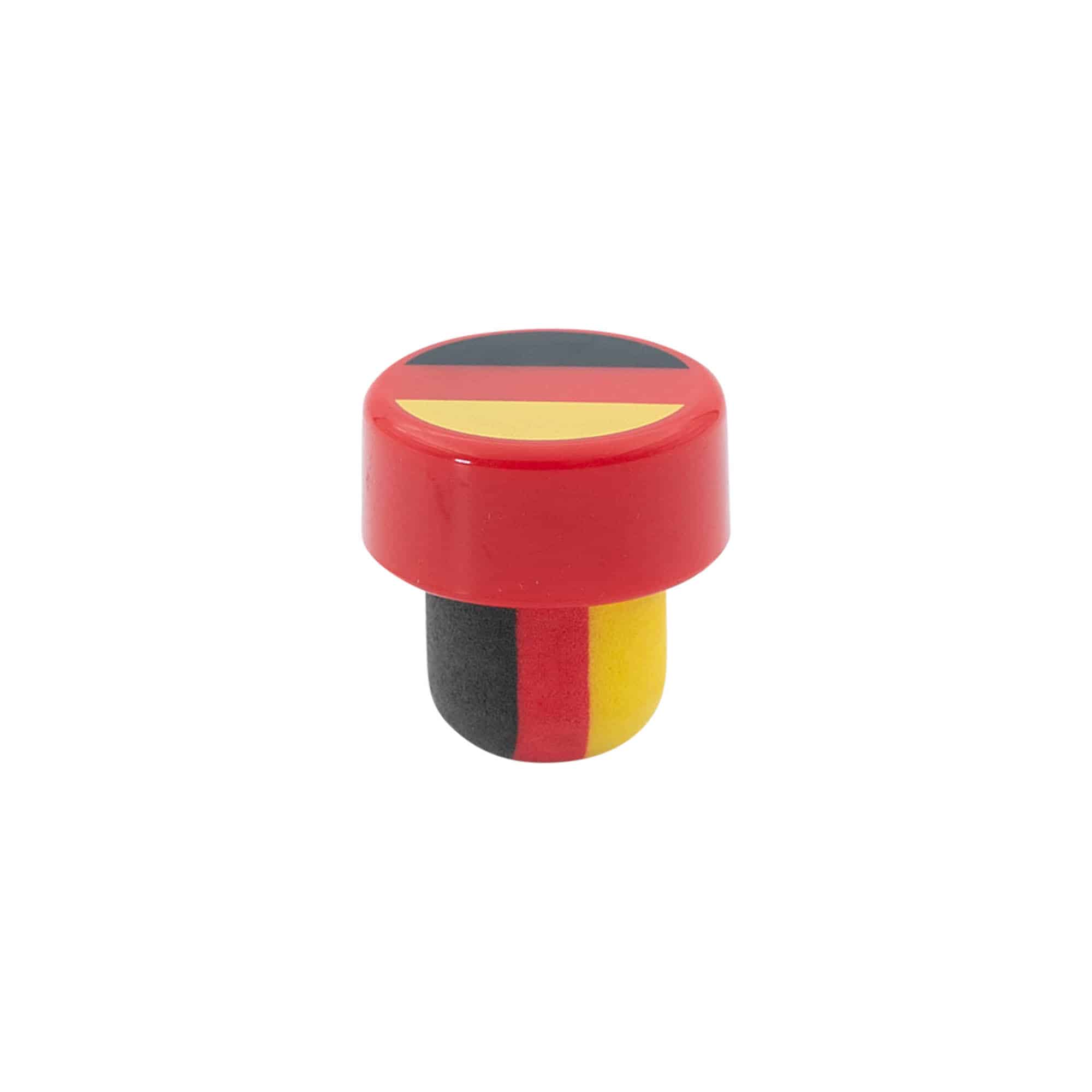 Tapón de corcho con asa 19 mm «Deutschland», plástico, multicolor, para boca: corcho