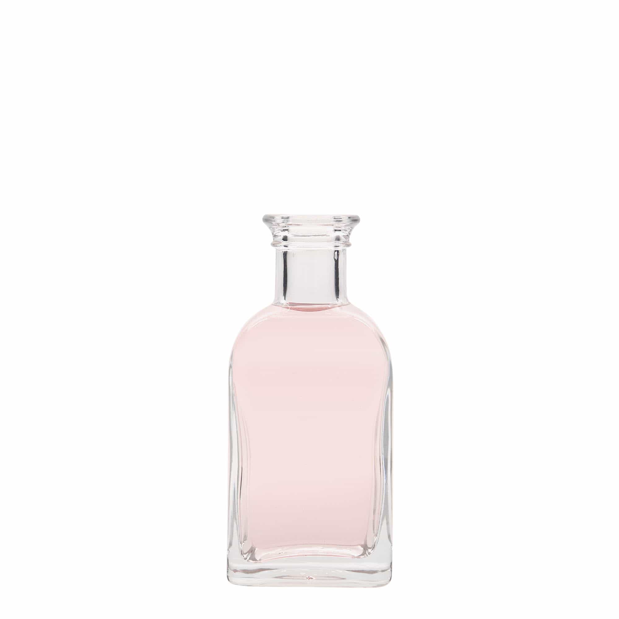 Botella de cristal de 100 ml Apotheker Carré, cuadrada, boca: corcho