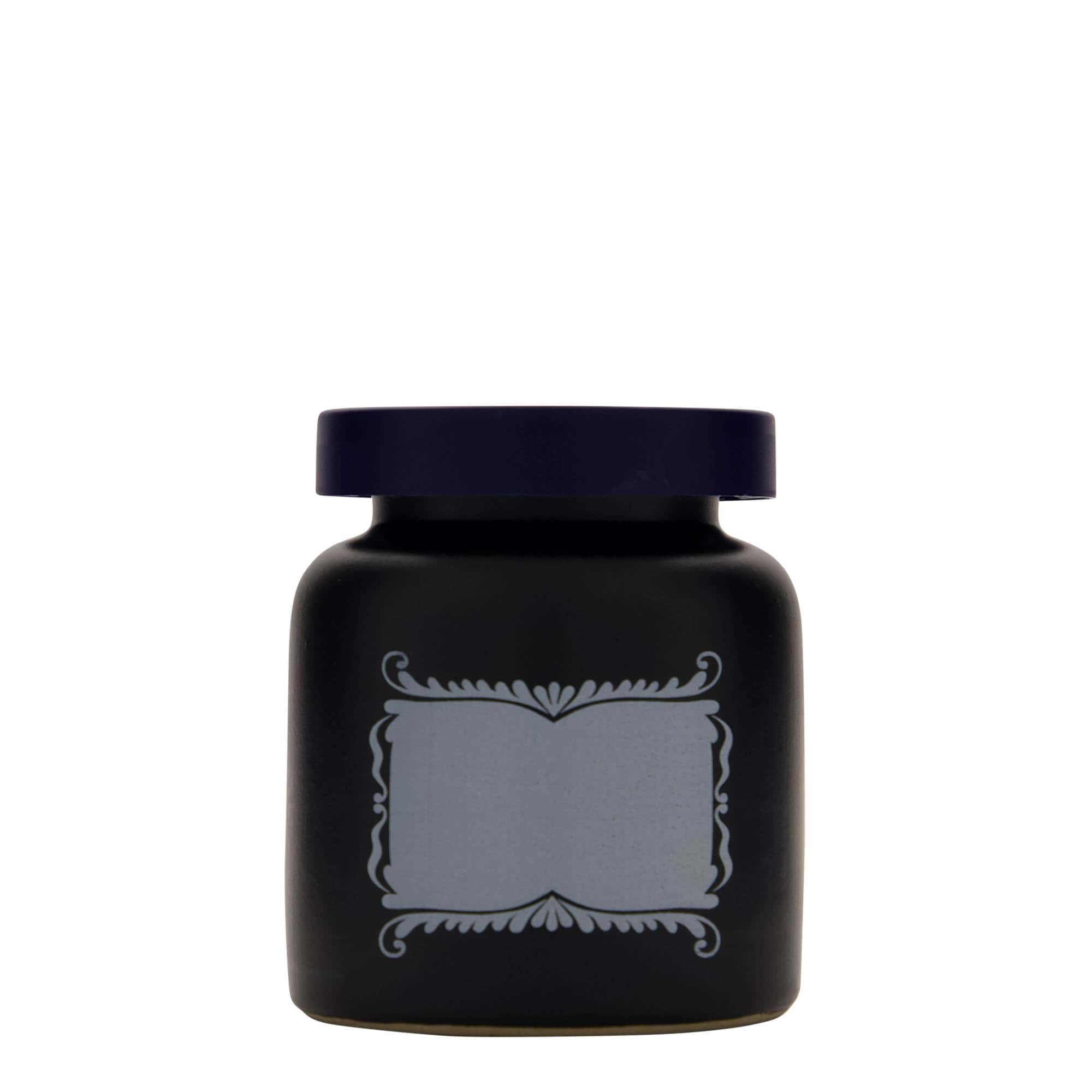 Olla de gres de 270 ml, motivo: espacio para etiqueta, cerámica, negro, boca: capuchón