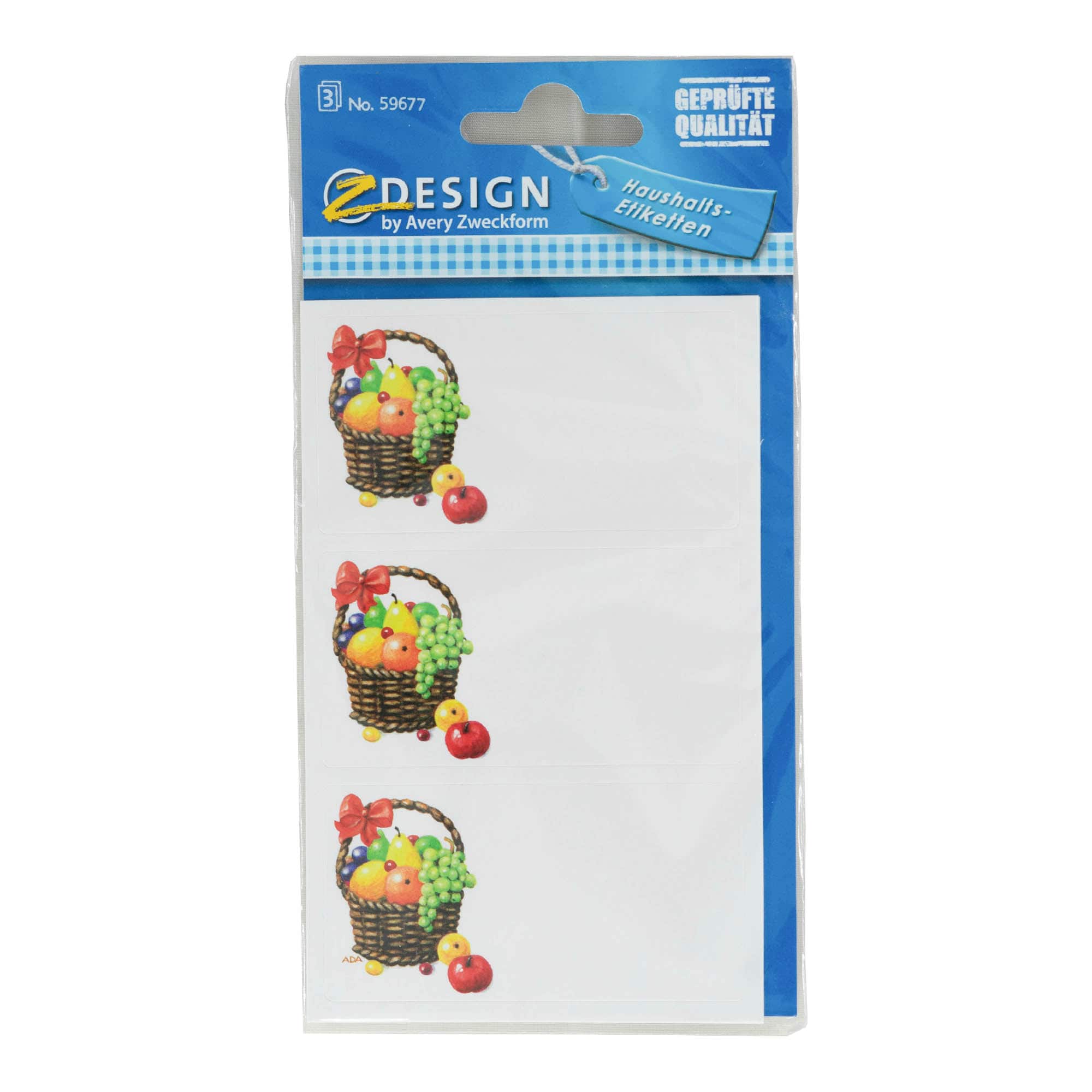 Zweckform etiquetas 'Cesta de frutas', rectangulares, papel, multicolor