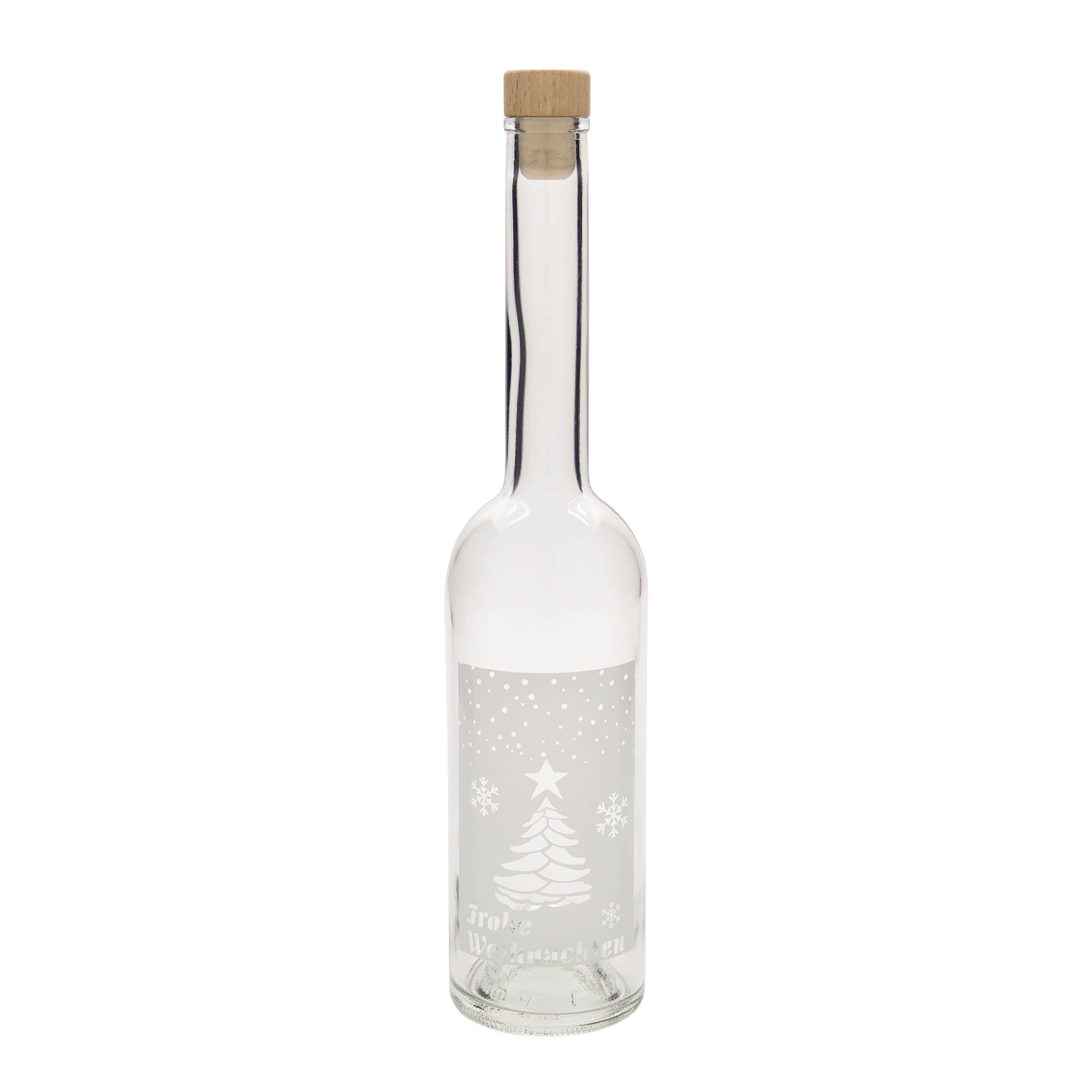 Botella de cristal de 500 ml 'Opera', motivo: Navidad blanca, boca: corcho