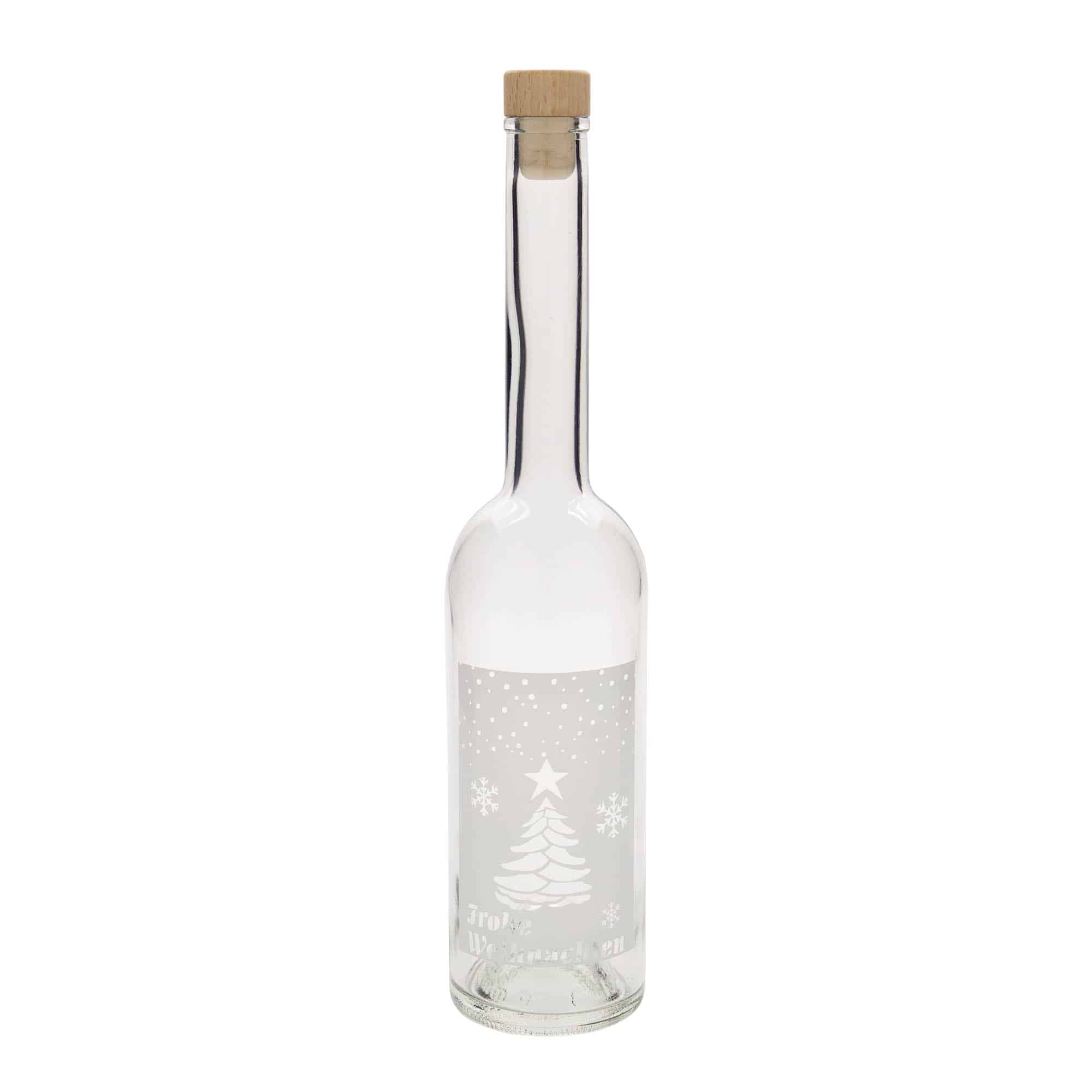 Botella de cristal de 500 ml 'Opera', motivo: Navidad blanca, boca: corcho