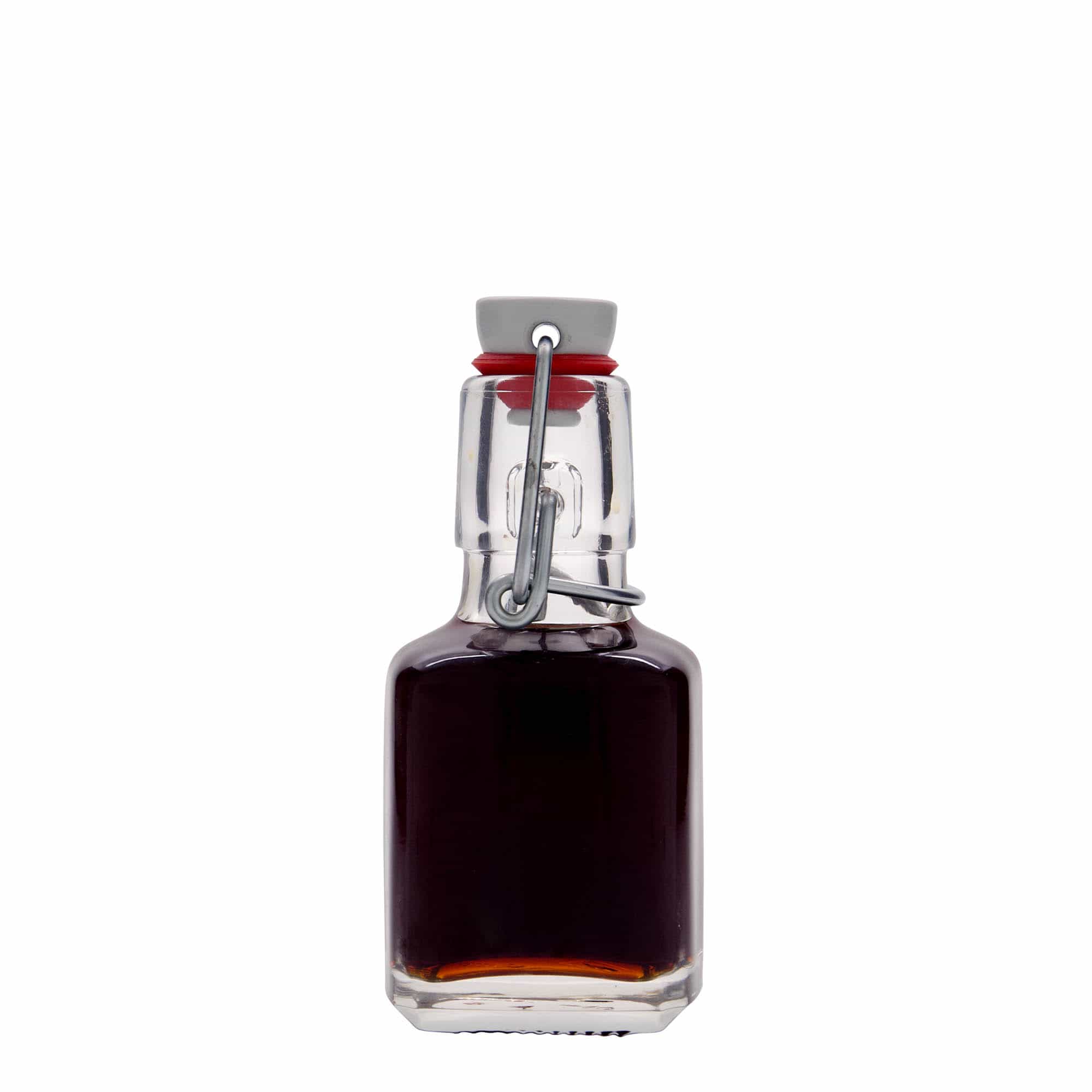 Botella de vidrio 'Kubica' de 100 ml, cuadrada, boca: tapón mecánico