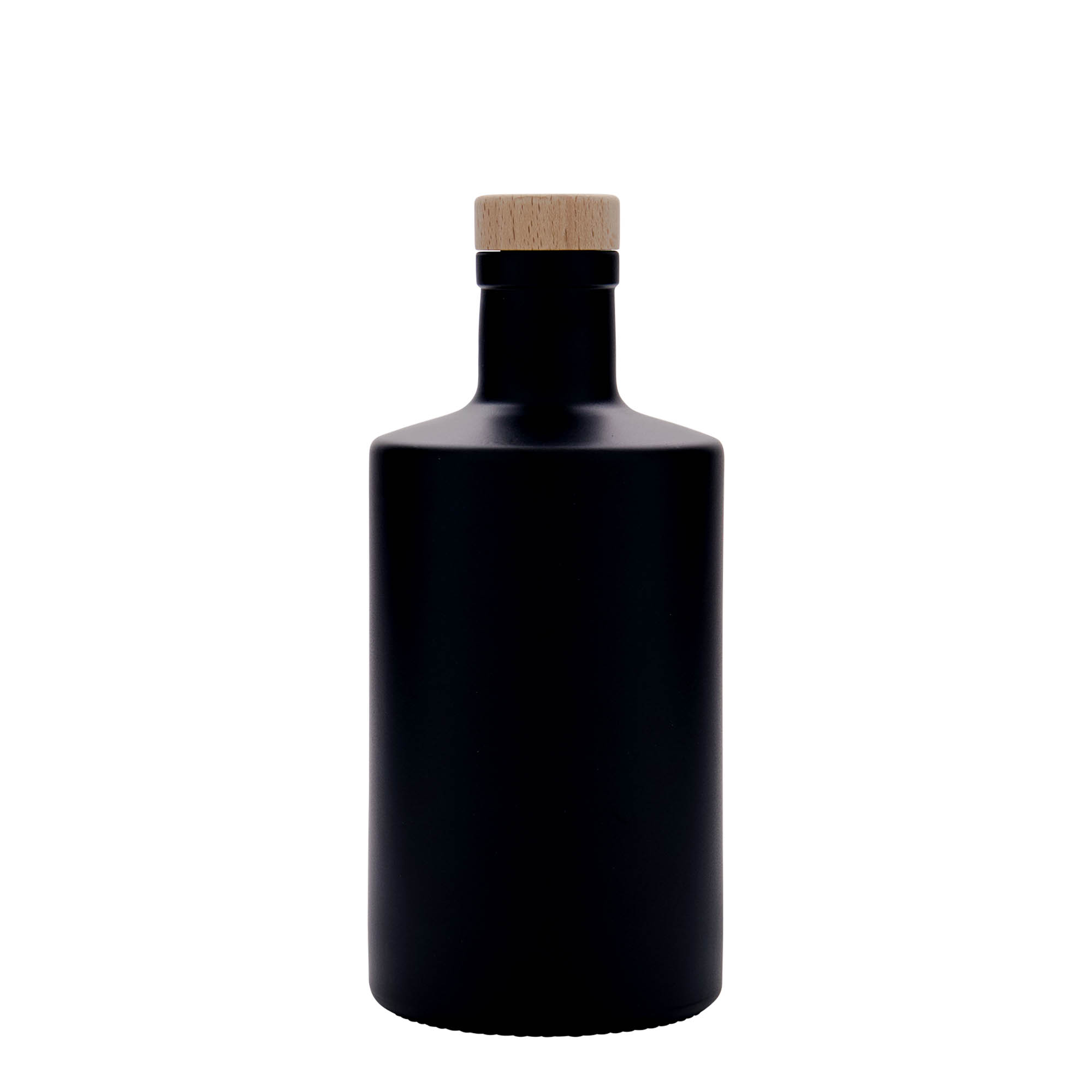 Botella de vidrio de 500 ml 'Caroline', negra, boca: corcho