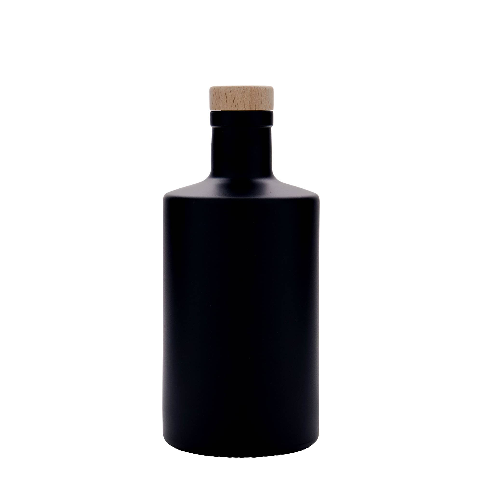 Botella de vidrio de 500 ml «Caroline», negra, boca: corcho