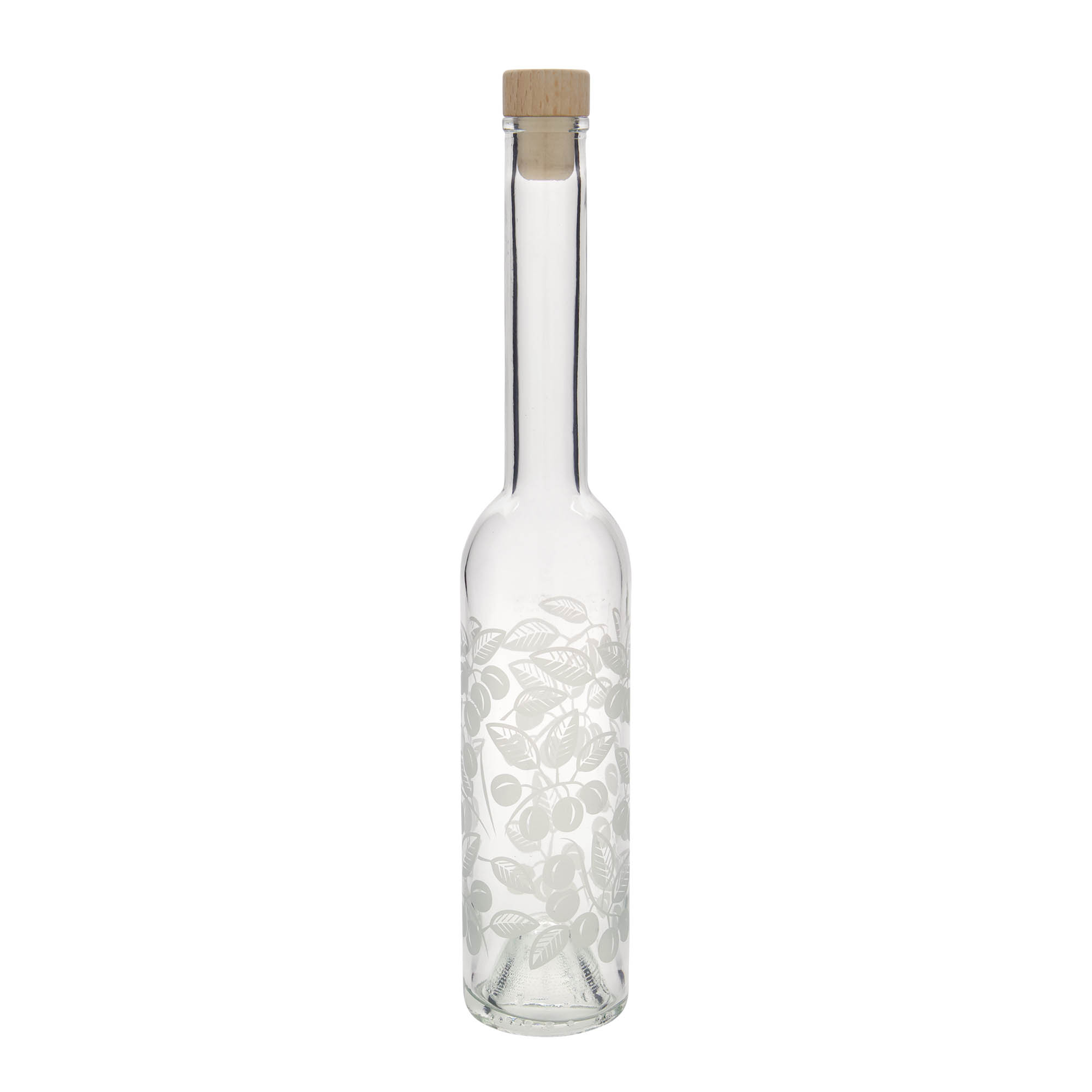 Botella de vidrio de 350 ml 'Opera', motivo: ciruelas mirabel, boca: corcho