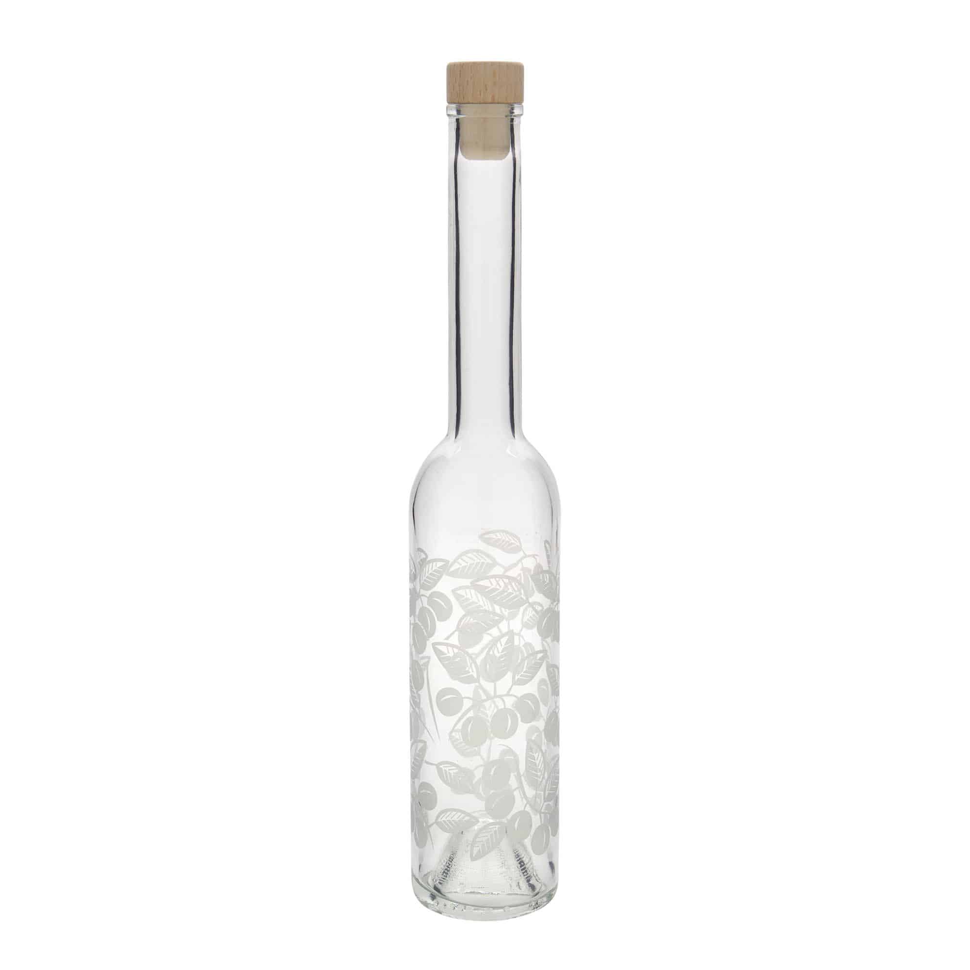 Botella de vidrio de 350 ml 'Opera', motivo: ciruelas mirabel, boca: corcho