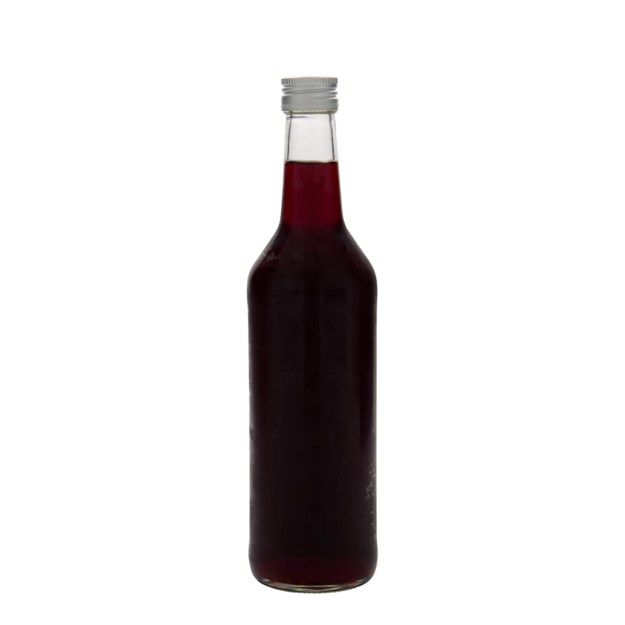 Botella de vidrio de 500 ml con cuello recto, boca: PP 28 Botella de vidrio de 500 ml con cuello recto, boca: PP 28