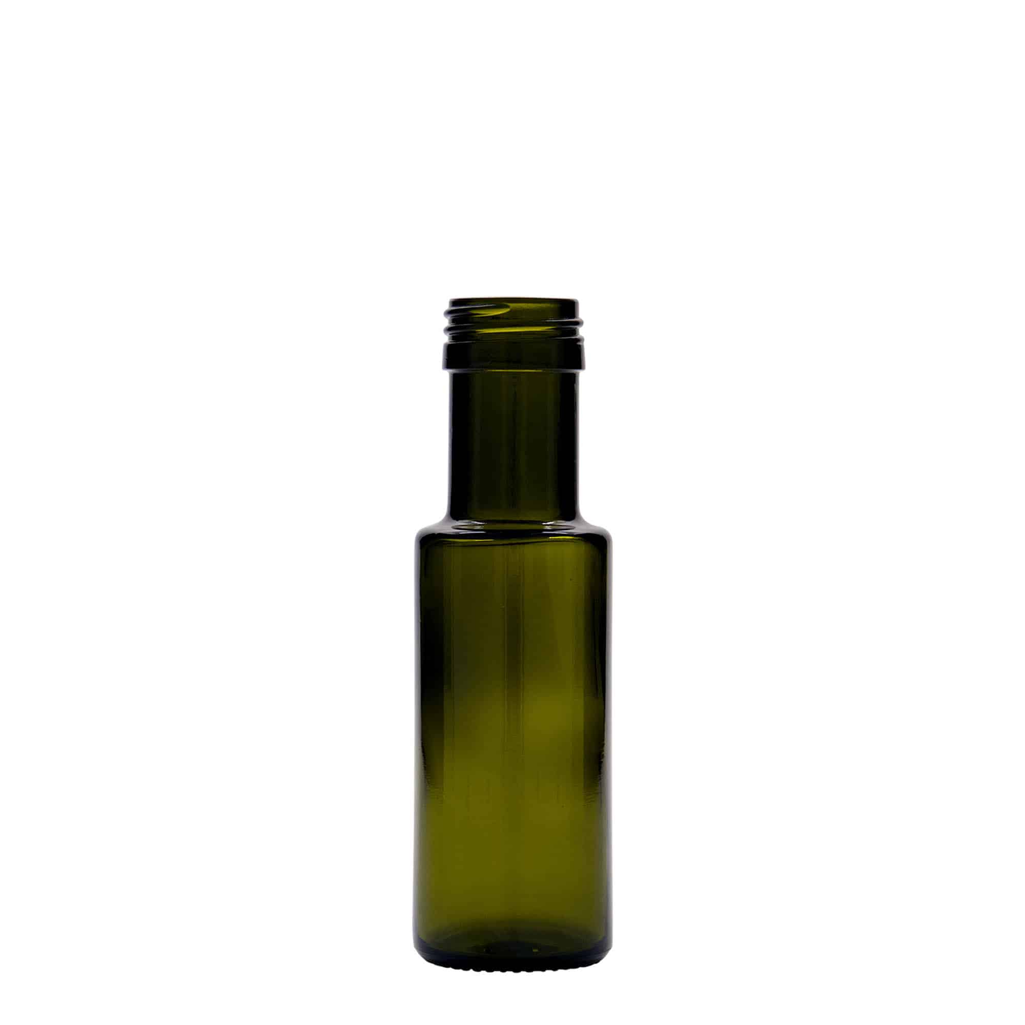 Botella de vidrio 'Dorica' de 100 ml, verde antiguo, boca: PP 31,5 Botella de vidrio 'Dorica' de 100 ml, verde antiguo, boca: PP 31,5