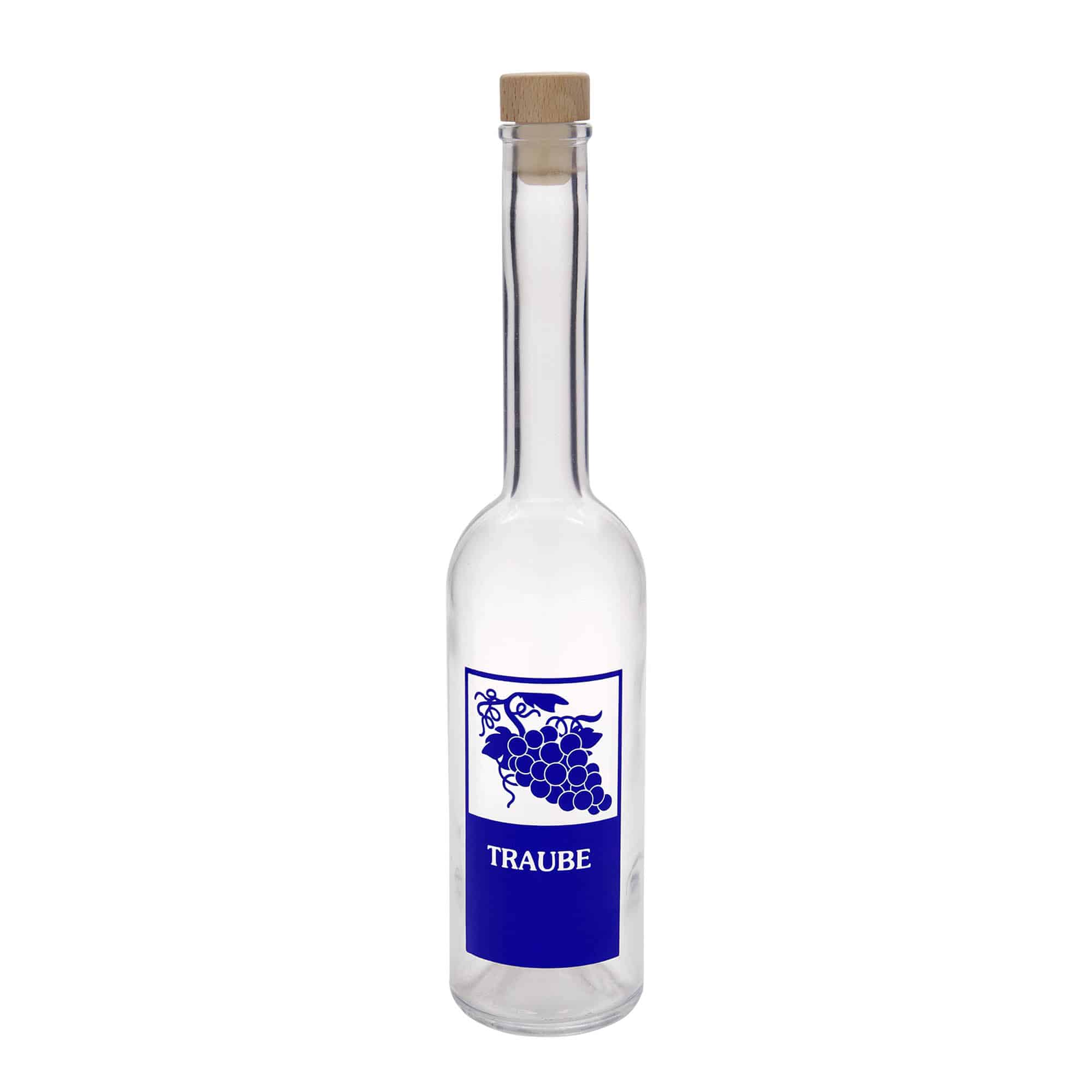 Botella de vidrio 'Opera' de 500 ml, motivo: racimo de uvas, boca: corcho
