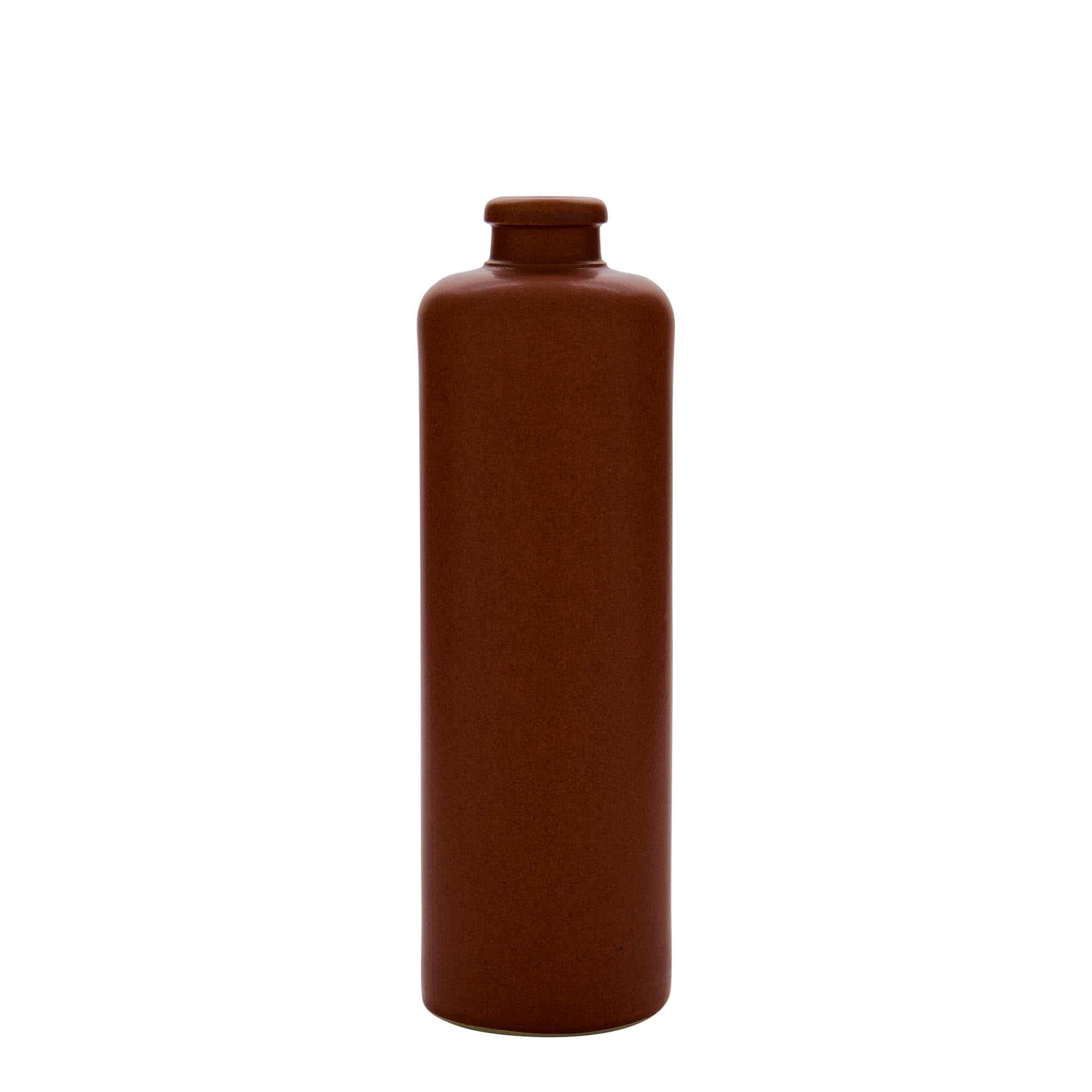 Jarra de barro de 500 ml, gres, rojo-marrón, boca: corcho