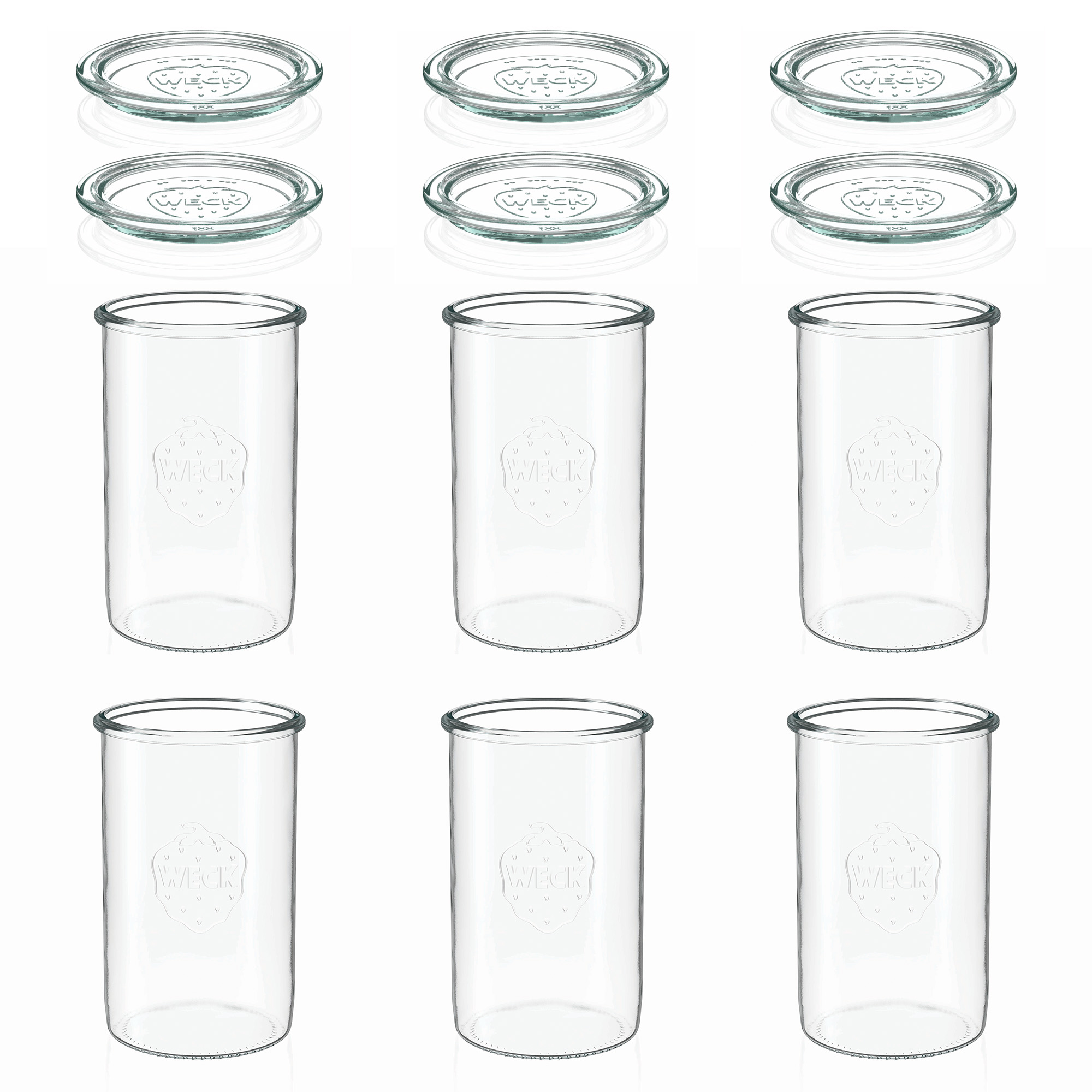 6x 1000 ml tarro WECK de boca ancha con tapa de vidrio RR 100