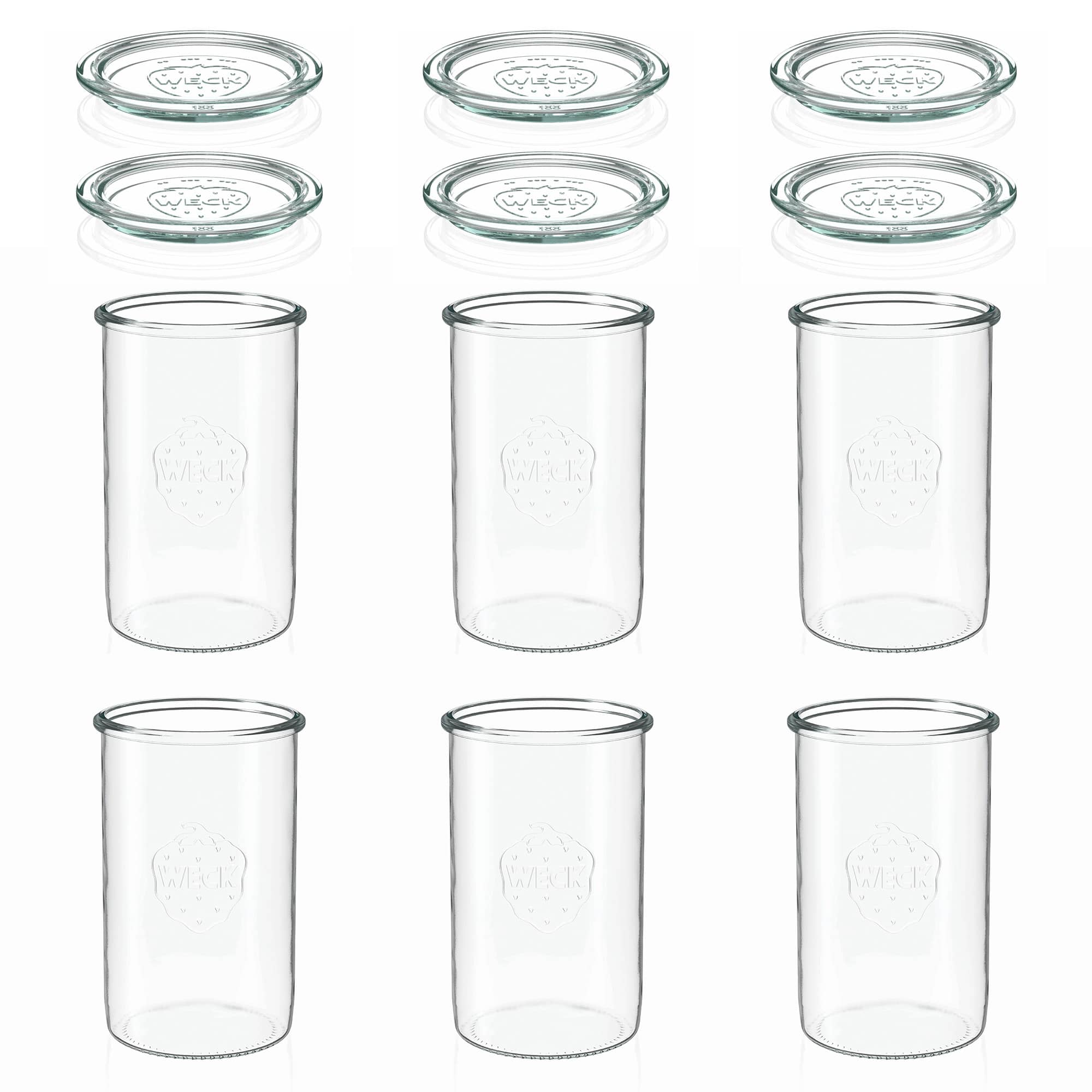 6x 1000 ml tarro WECK de boca ancha con tapa de vidrio RR 100