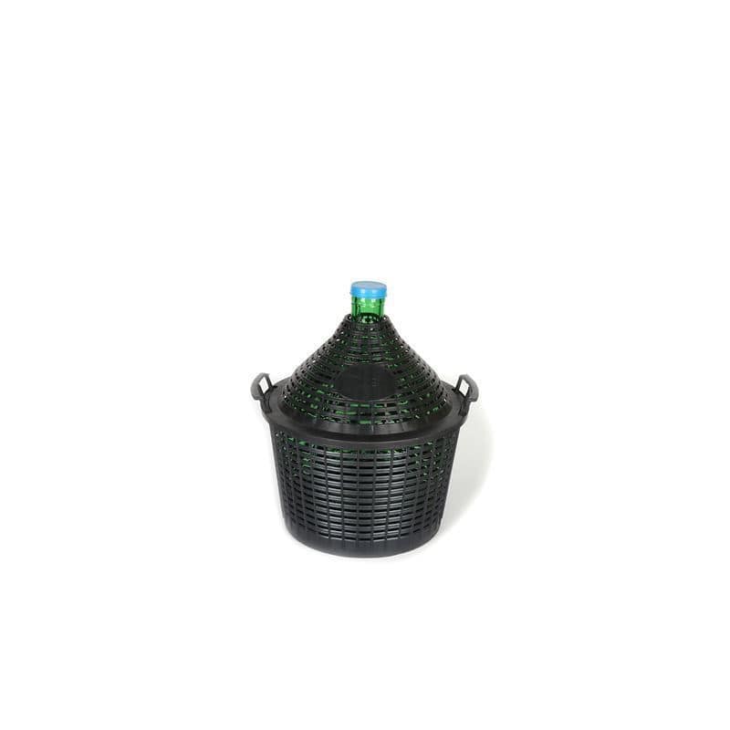 Botella de balón de 15 l, cuello estrecho, vidrio, verde, boca: tapa de solapa