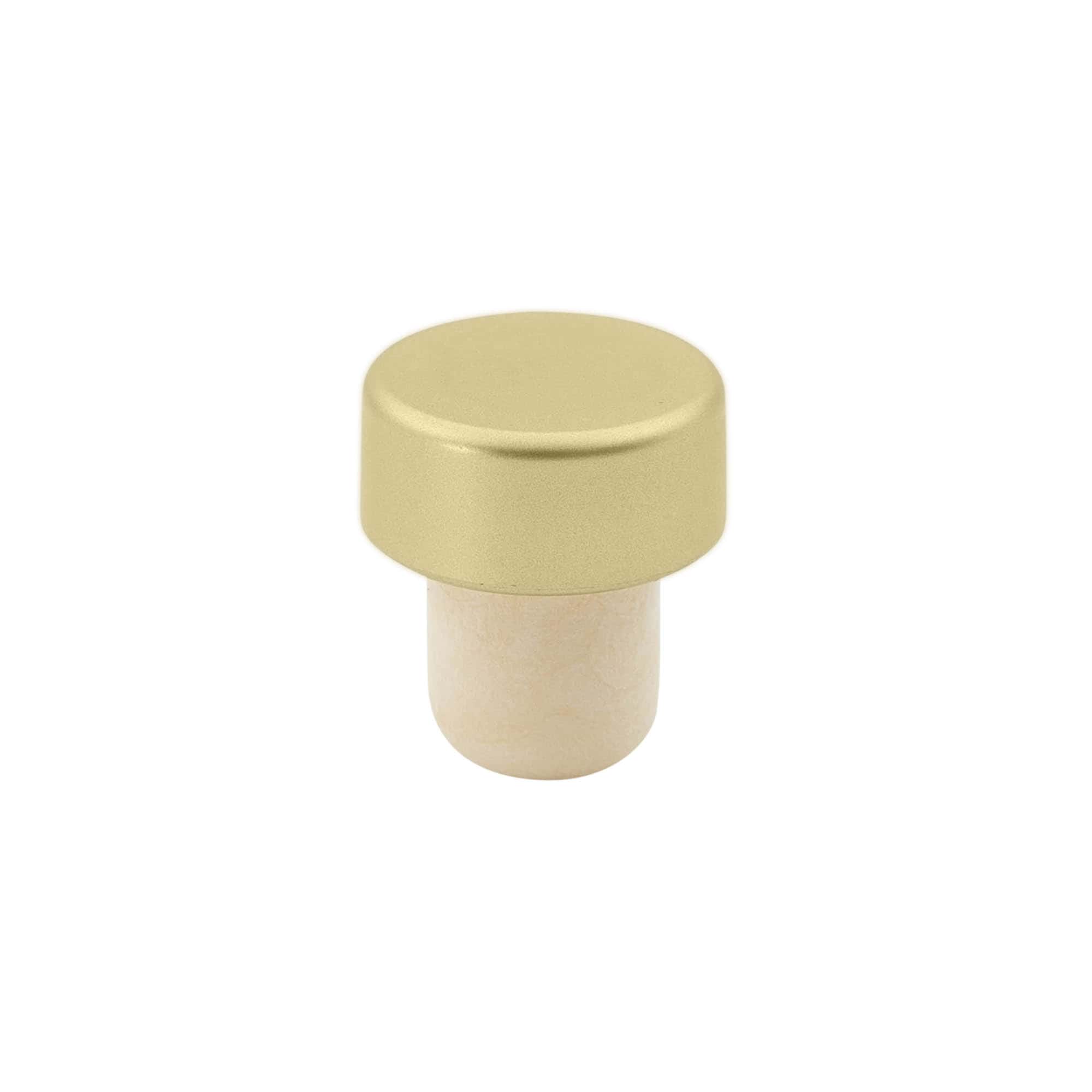 Tapón de corcho con asa 19 mm, plástico, dorado, para boca: corcho