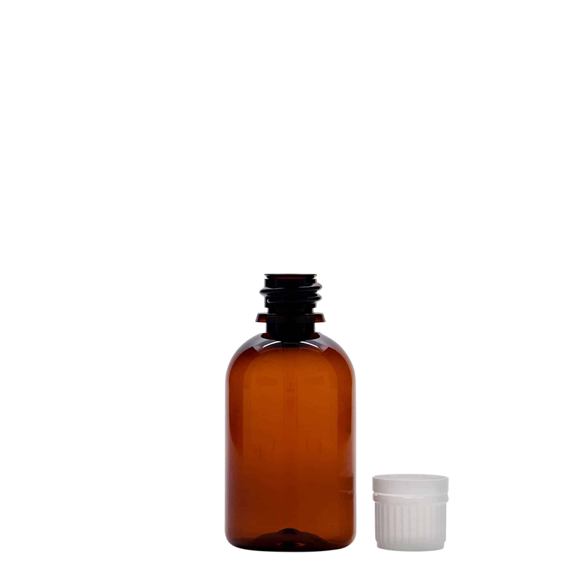 Botella médica PET de 50 ml 'Easy Living', marrón, plástico, boca: DIN 18