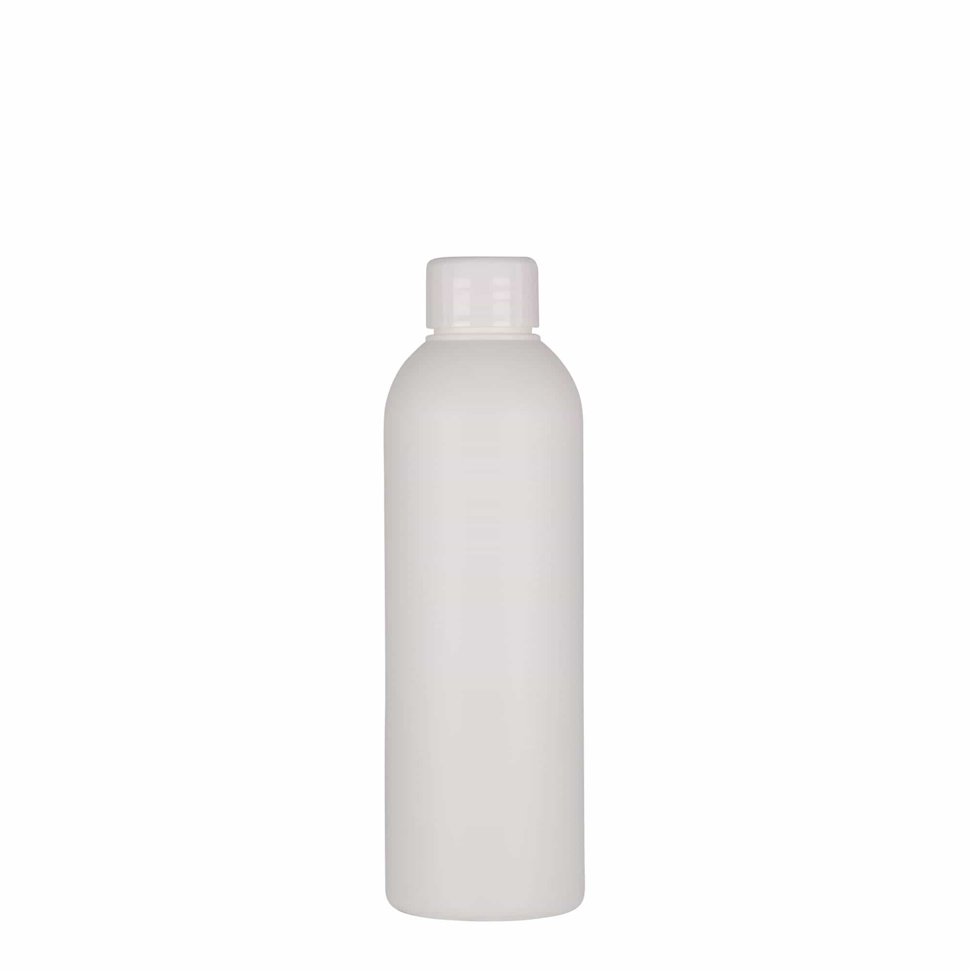 Botella de plástico de 200 ml 'Tuffy', HDPE, blanca, boca: 24/410