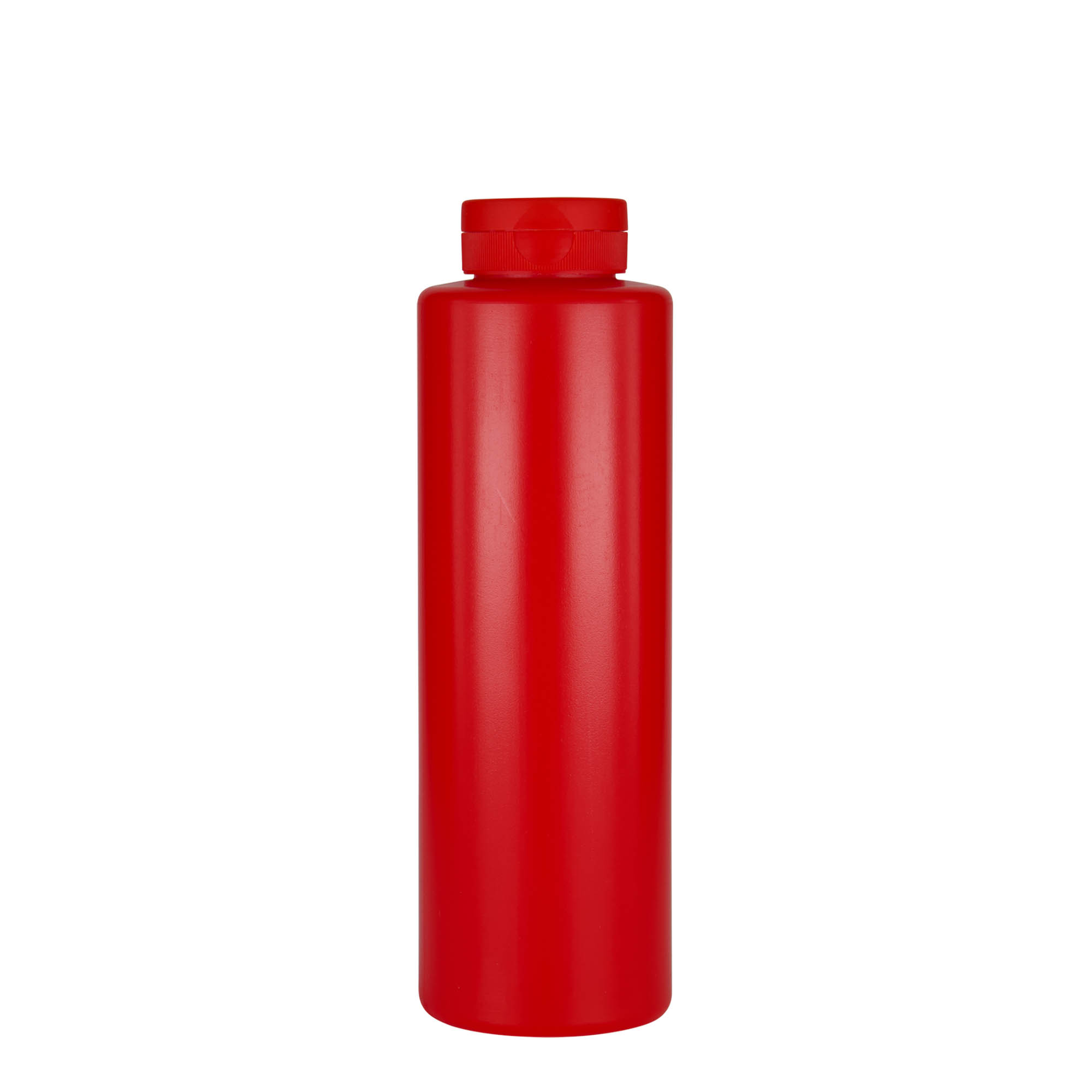 Botella para salsa de 500 ml, plástico LDPE, rojo, boca: 38/400