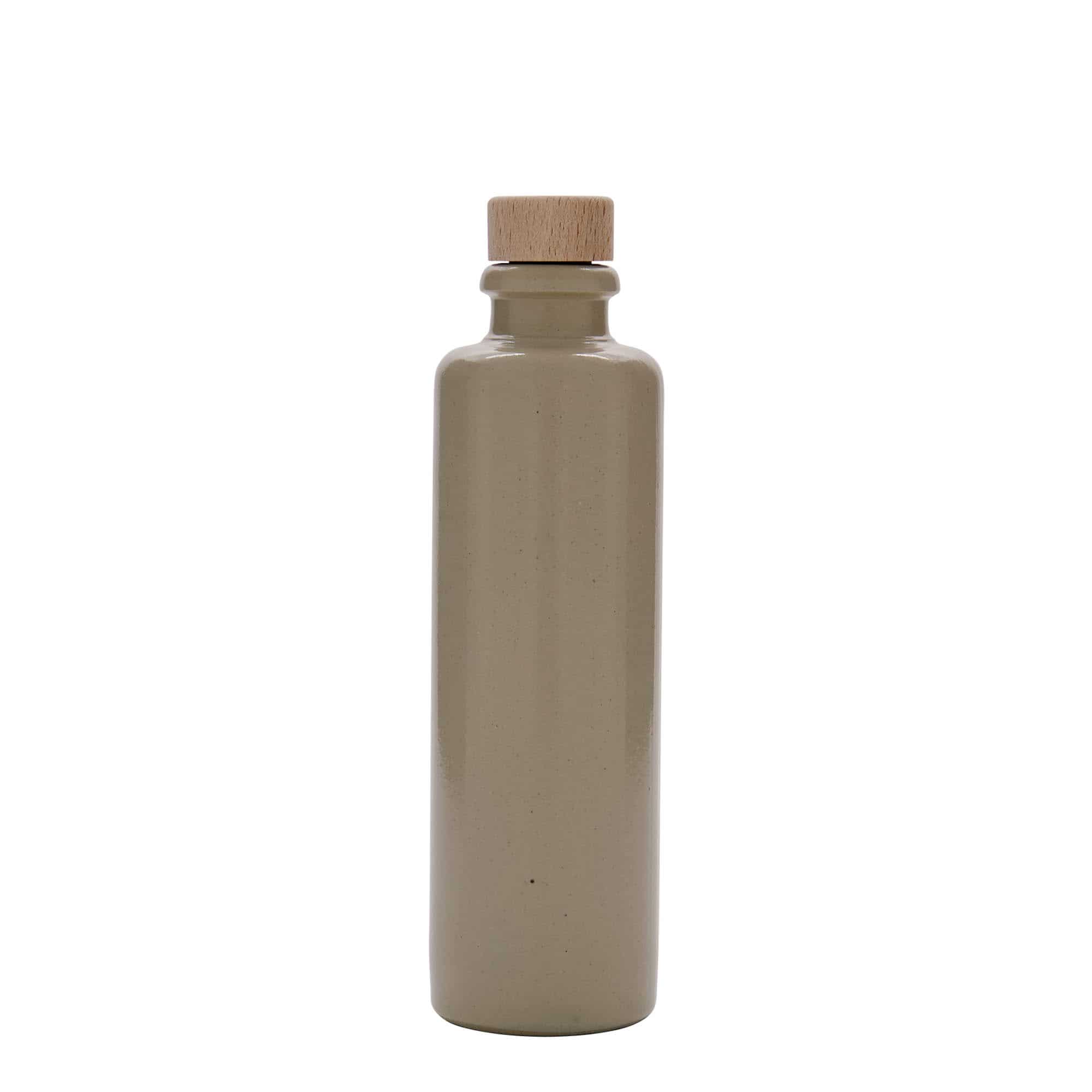 Jarra de barro de 200 ml, gres, beige, boca: corcho