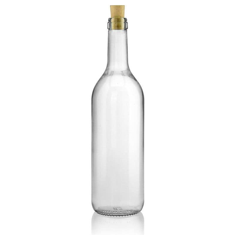 Botella de vidrio 'Bordeaux' de 750 ml, boca: corcho