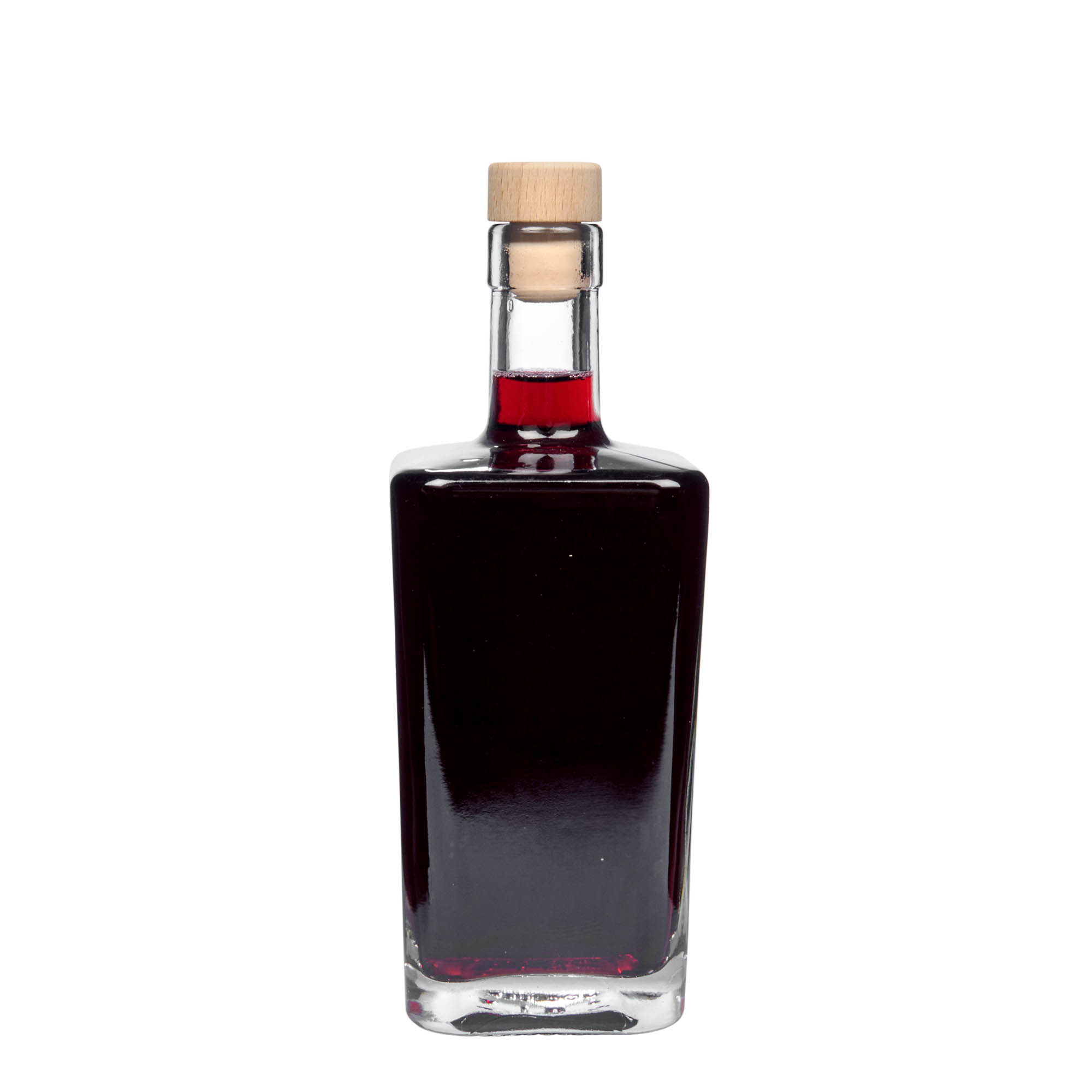 Botella de vidrio de 500 ml 'Noel', cuadrada, boca: corcho