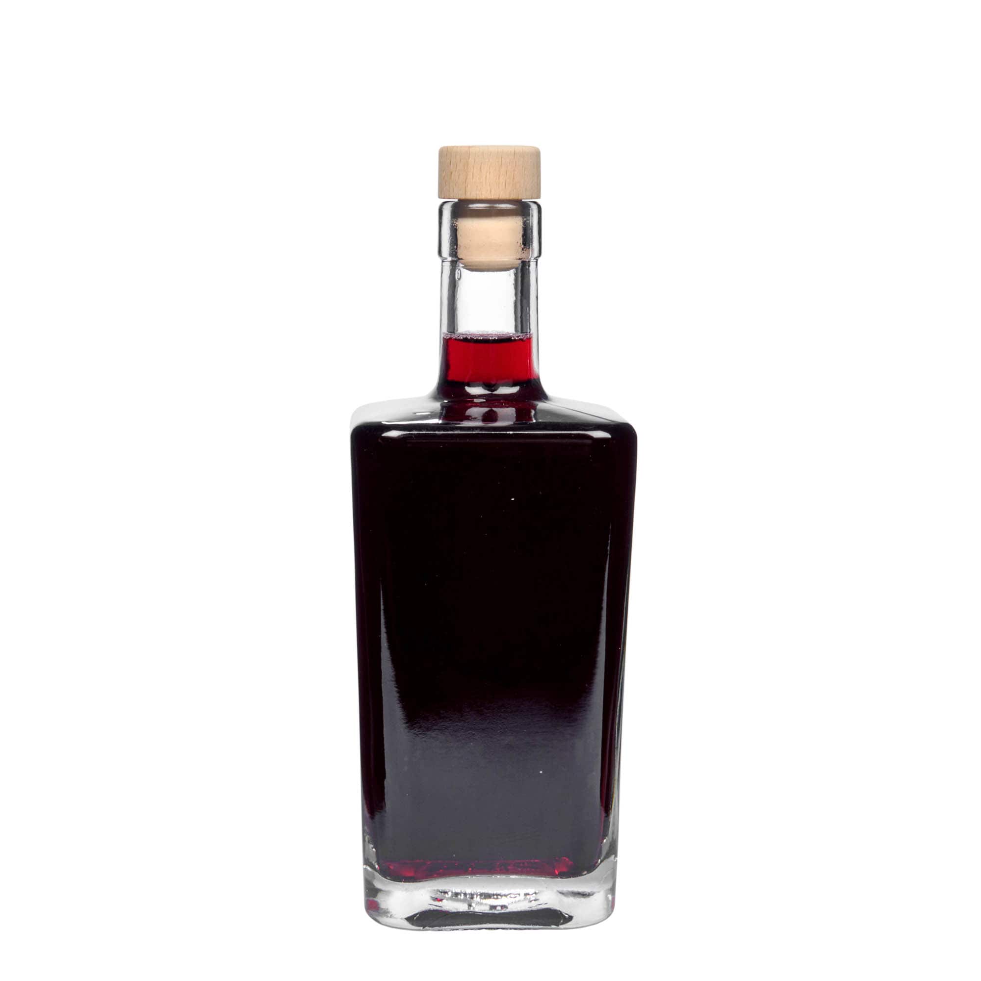 Botella de vidrio de 500 ml 'Noel', cuadrada, boca: corcho