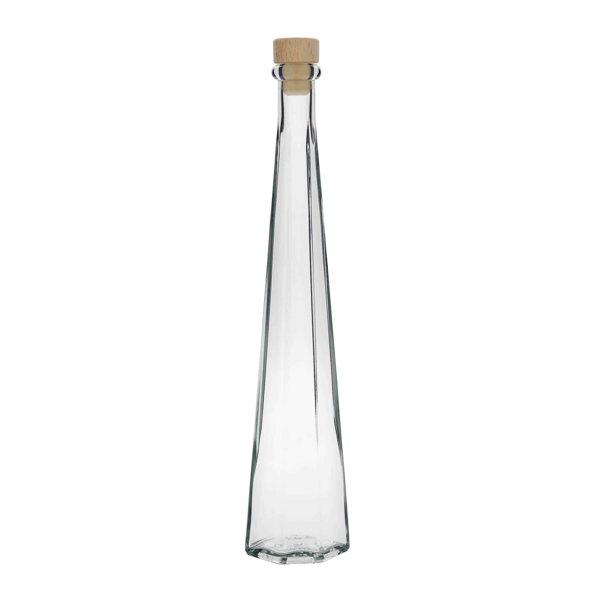 Botella de vidrio 'Dama Sexta' de 200 ml, hexagonal, boca: corcho