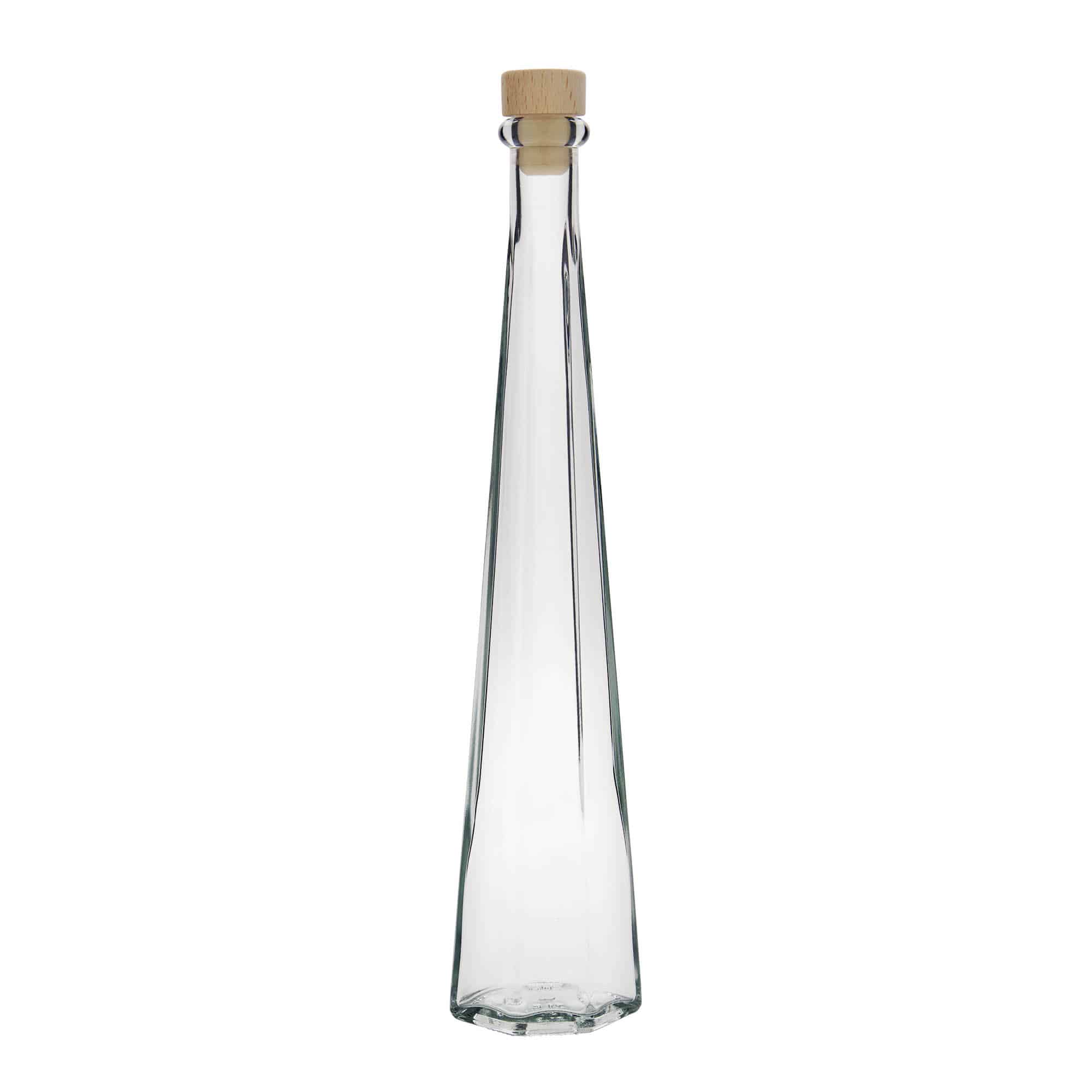 Botella de vidrio de 200 ml 'Dama Sexta', hexagonal, boca: corcho