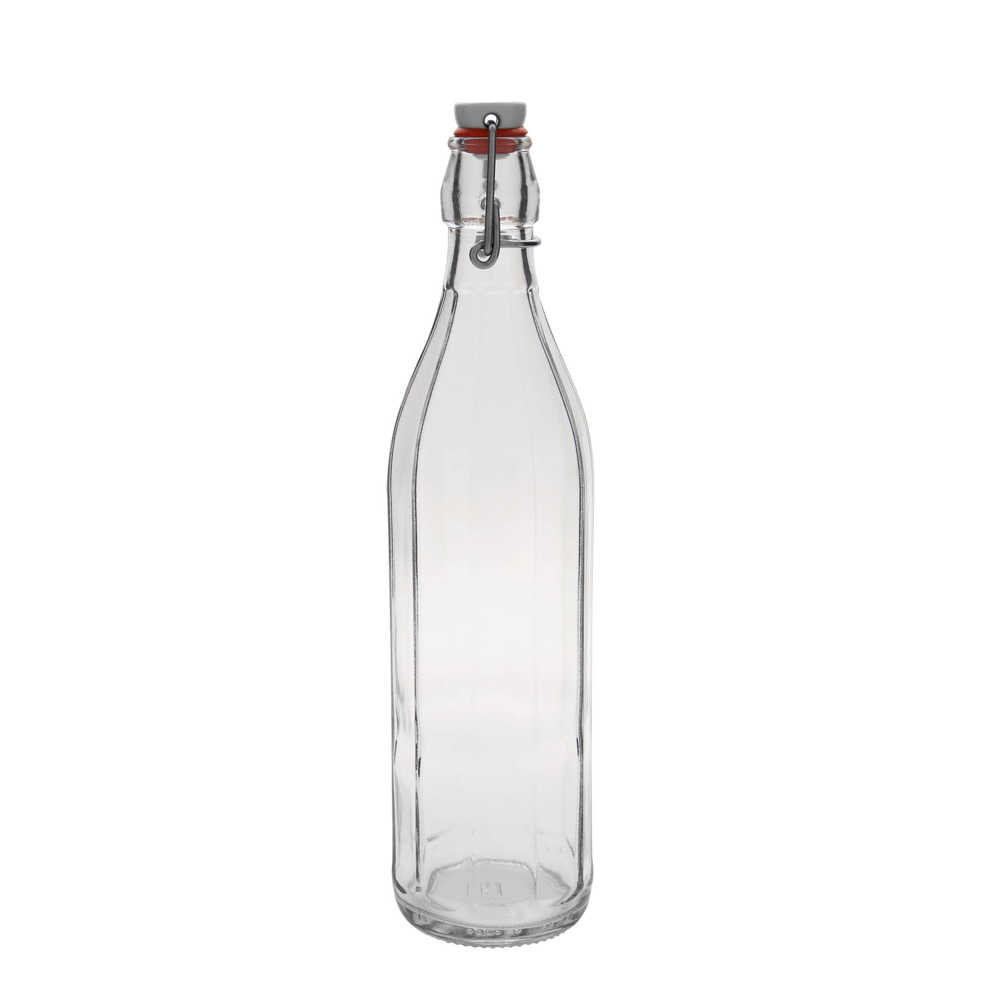 Botella de vidrio de 750 ml 'Bravo', de diez lados, boca: cierre de palanca Botella de vidrio de 750 ml 'Bravo', de diez lados, boca: cierre de palanca