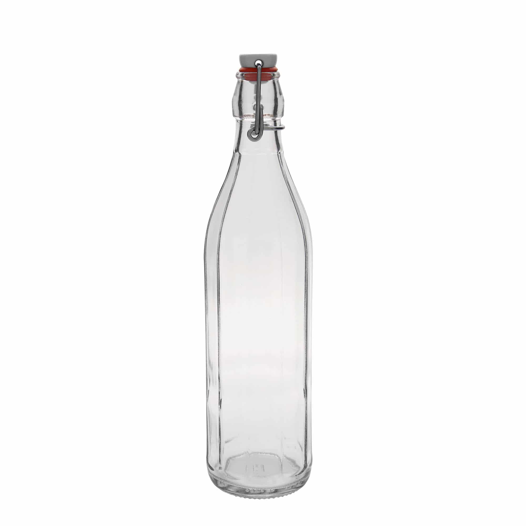 Botella de vidrio de 750 ml «Bravo», de diez lados, boca: cierre de palanca
