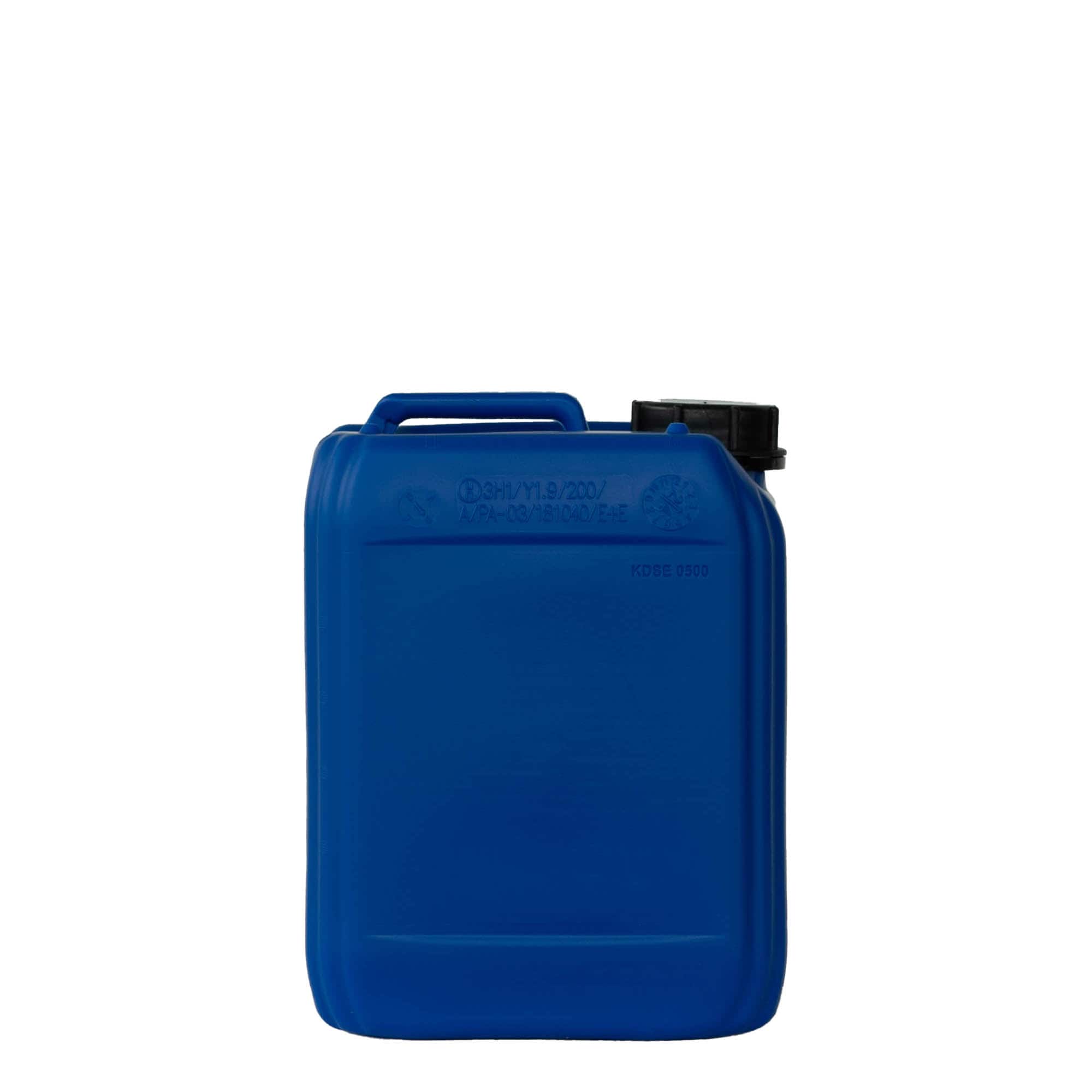 Bidón de 5 l, rectangular, plástico HDPE, azul, boca: ND 55