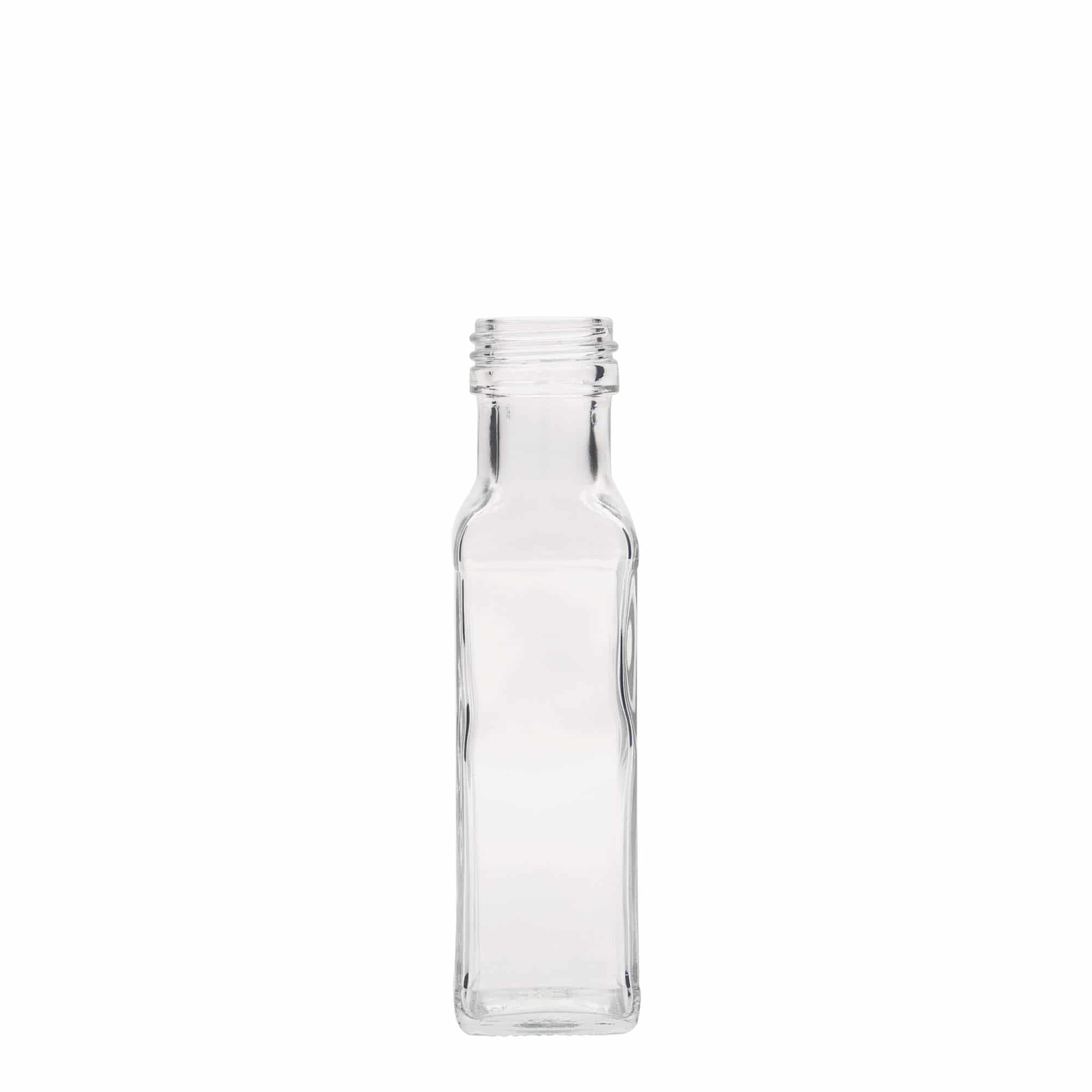 Botella de vidrio 'Marasca' de 100 ml, cuadrada, boca: PP 31,5 Botella de vidrio 'Marasca' de 100 ml, cuadrada, boca: PP 31,5