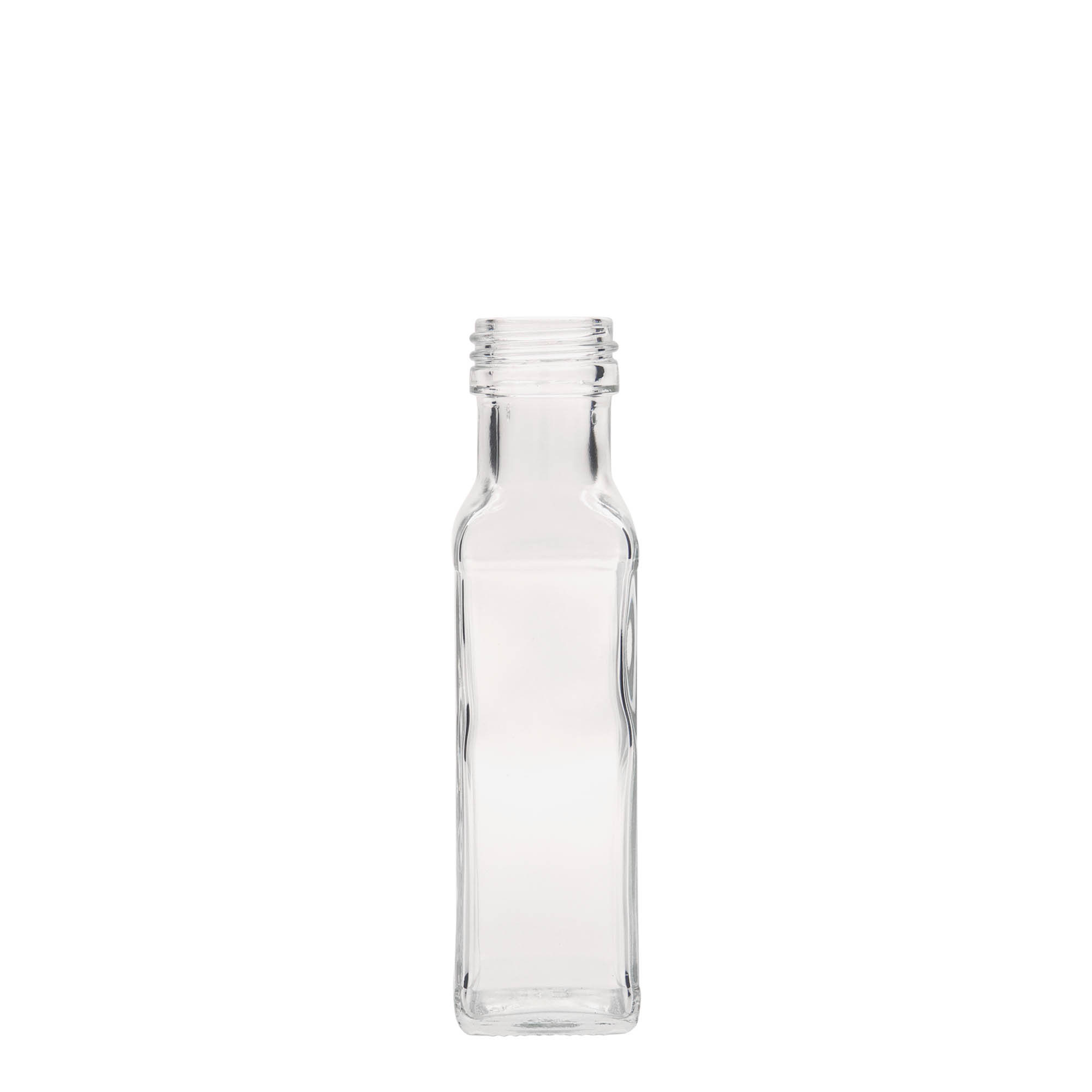 Botella de vidrio de 100 ml 'Marasca', cuadrada, boca: PP 31,5