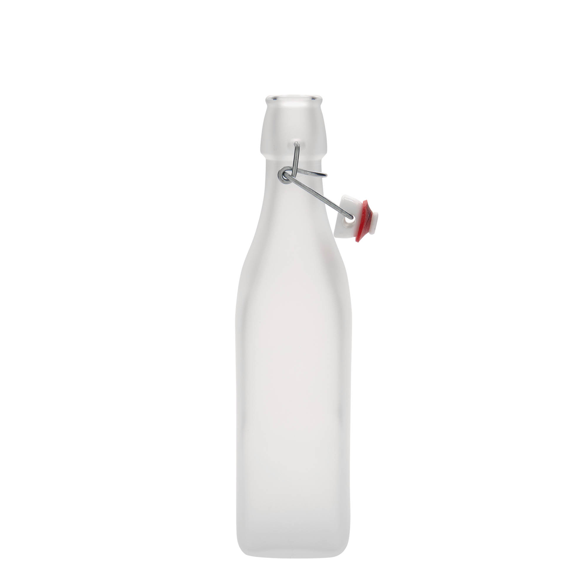 Botella de vidrio de 500 ml 'Swing, cuadrada, blanca, boca: cierre de palanca'