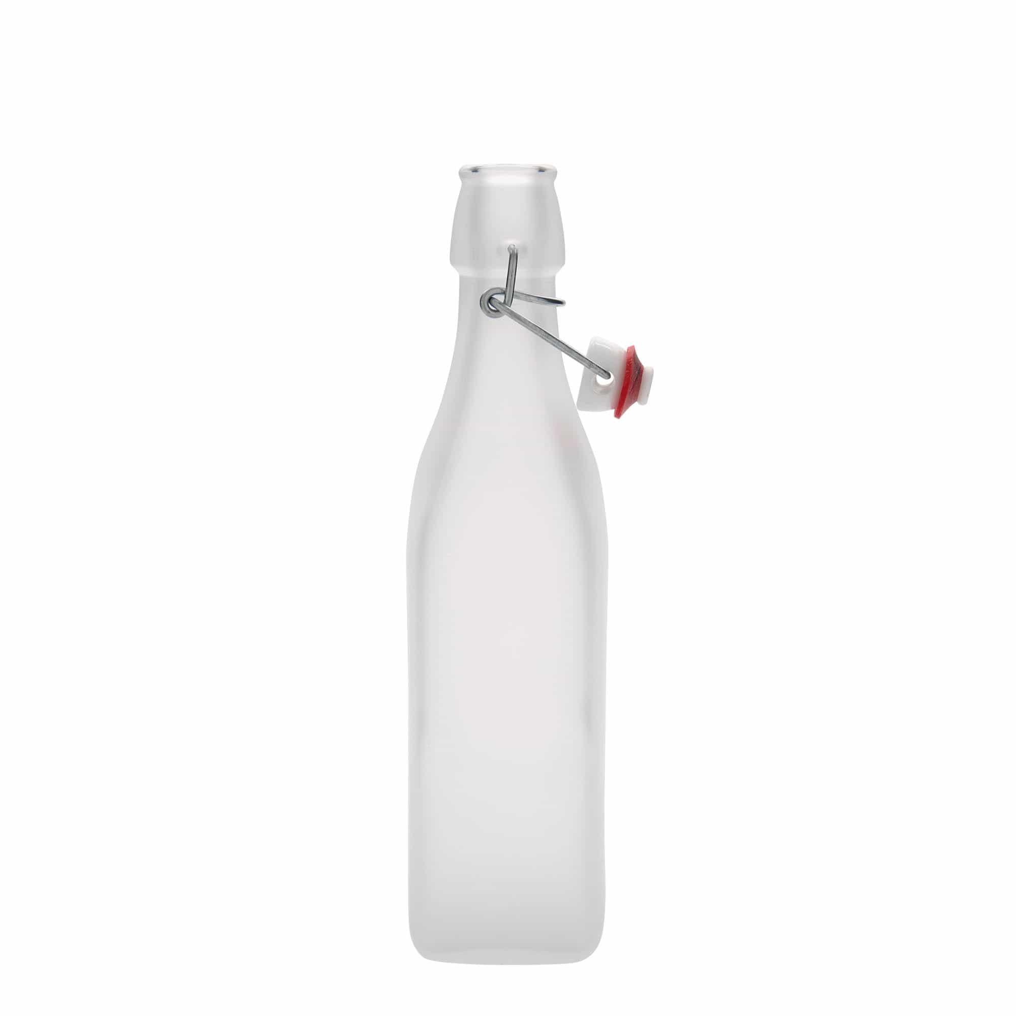 Botella de vidrio de 500 ml «Swing, cuadrada, blanca, boca: cierre de palanca»