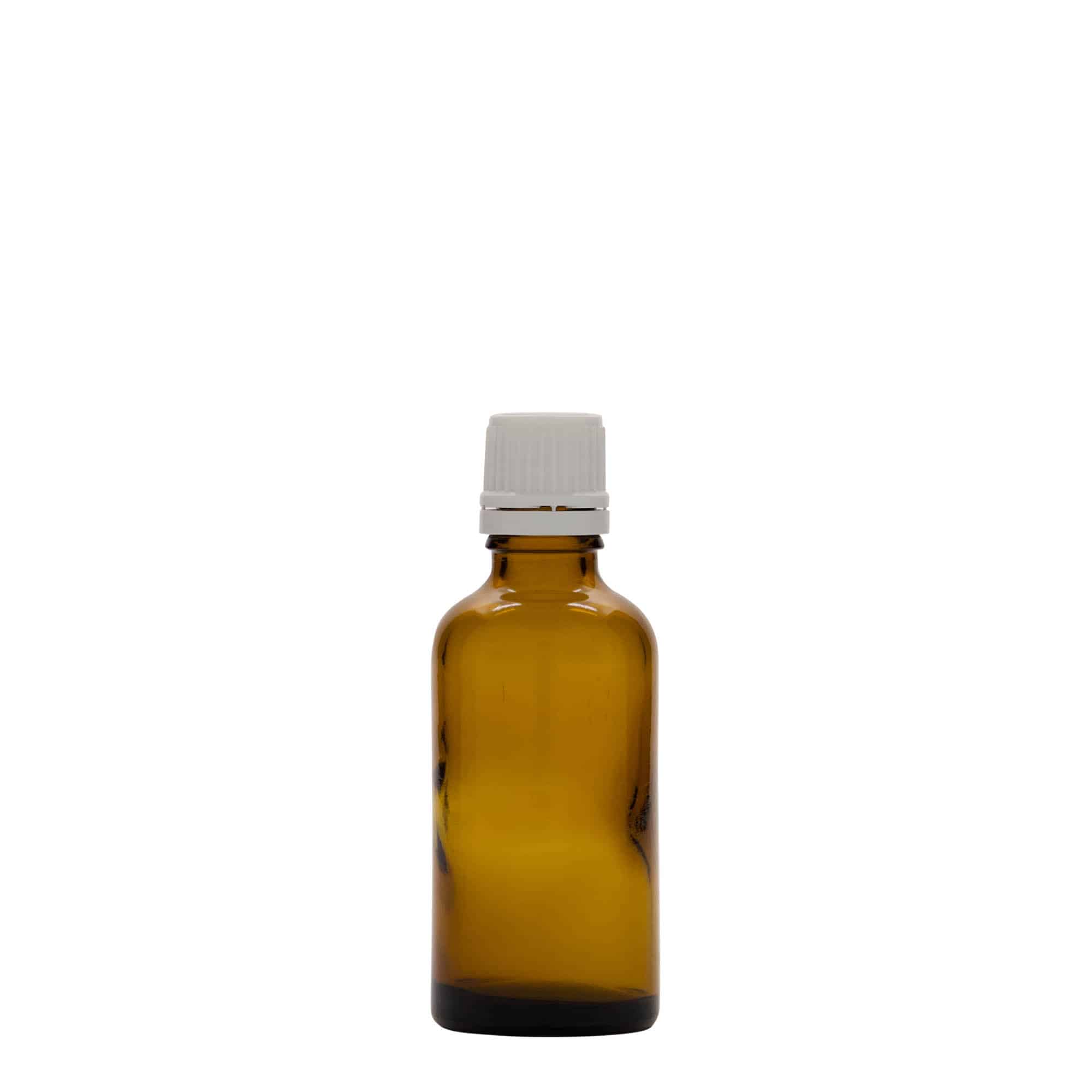 Frasco de medicina de 50 ml, vidrio, marrón, boca: DIN 18