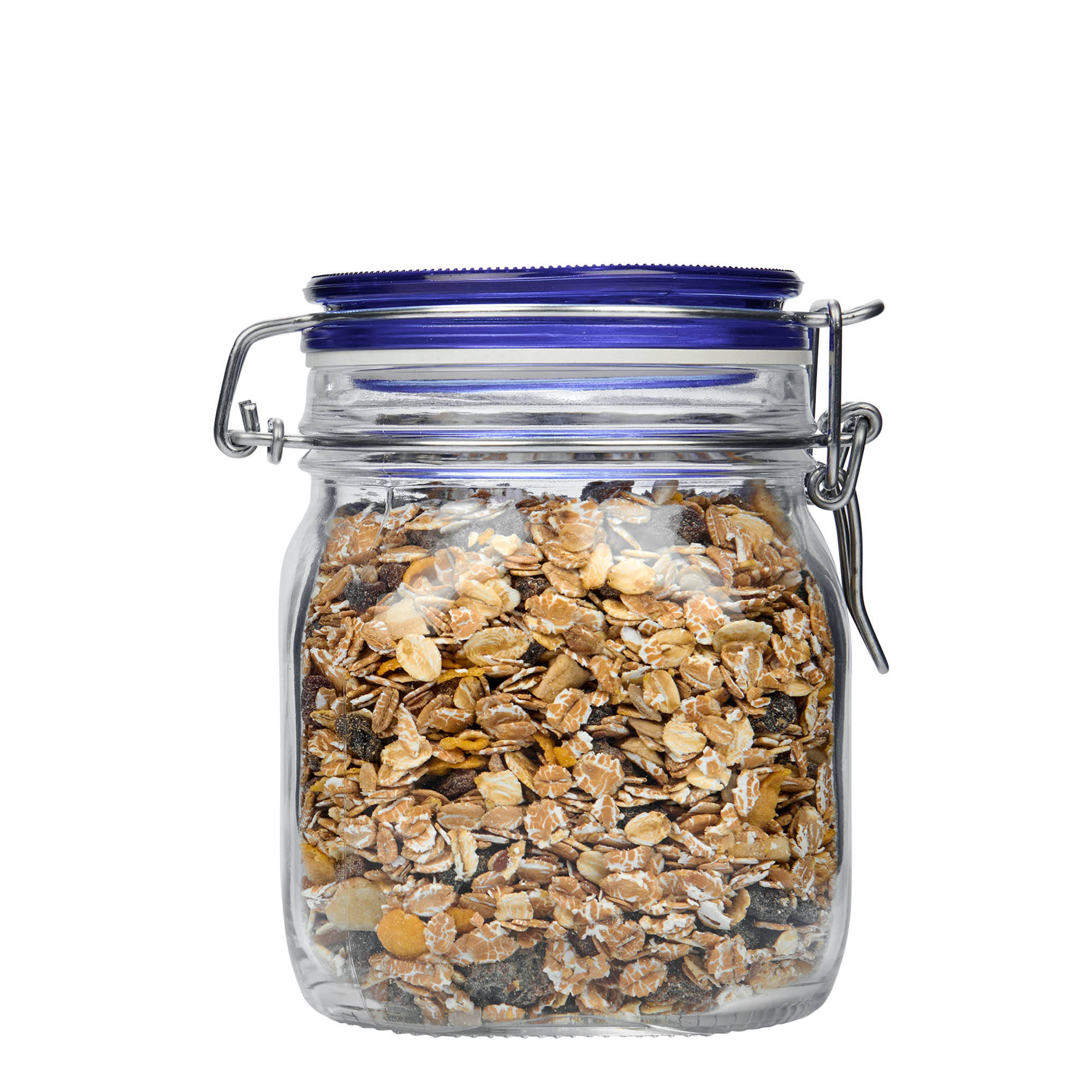 750 ml tarro de cierre de alambre 'Fido' tapa azul, cuadrado, boca: cierre de alambre 750 ml tarro de cierre de alambre 'Fido' tapa azul, cuadrado, boca: cierre de alambre