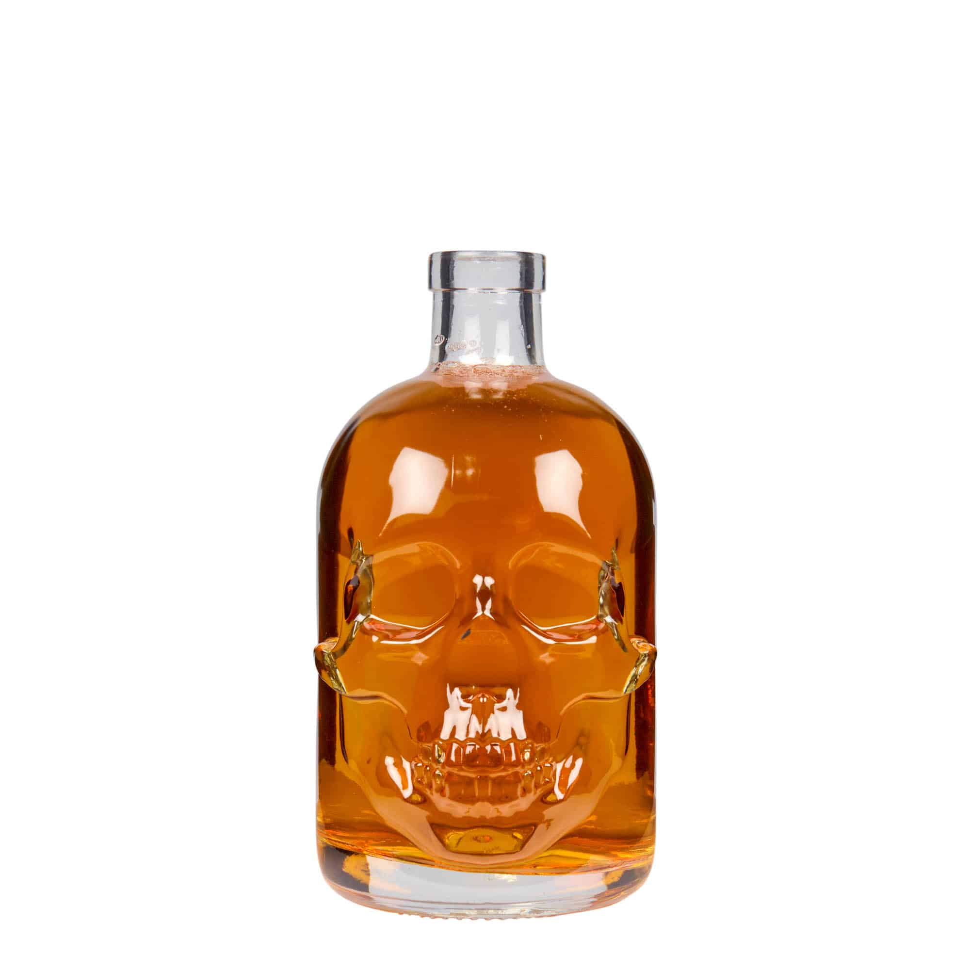 Botella de vidrio 'Calavera' de 500 ml, boca: corcho